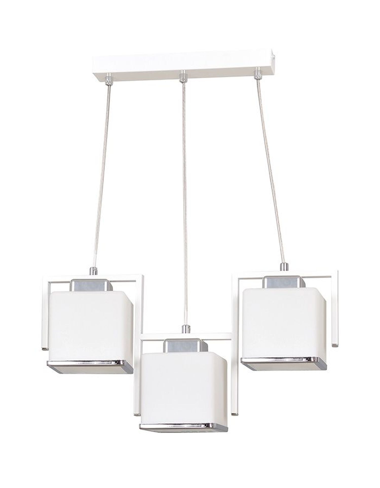 Lampe à suspendre Bauhaus blanc verre ajustable 3x E27