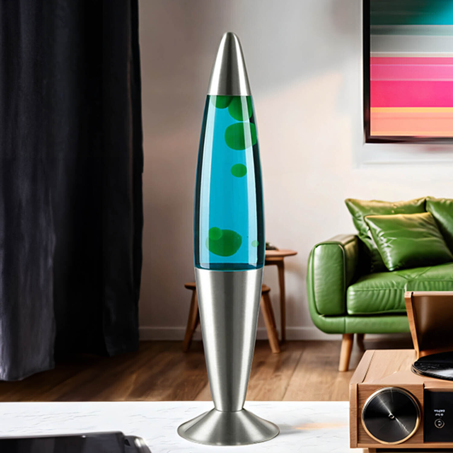 Bunte Lavalampe Blau Wachs Grün JENNY 42cm hoch Lampe, Mörserschale, Waffe