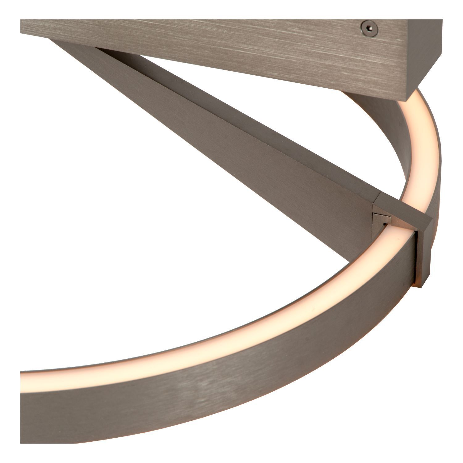 LED Deckenlampe Aluminium Fernbedienung B:40 cm 2200 K Deckenleuchte, Ringlicht, Holzoptik, Metall, Beleuchtung