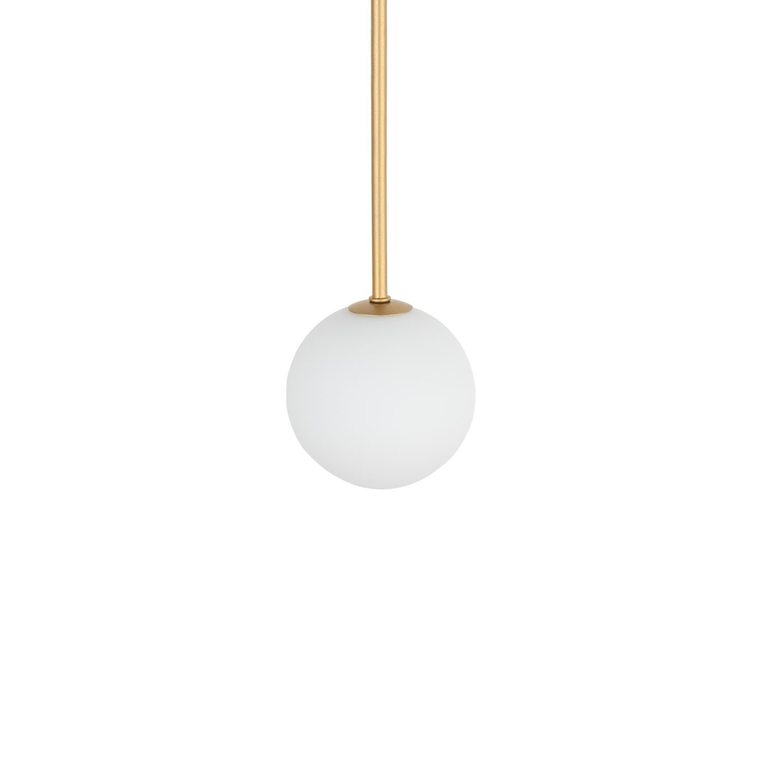 Lampe boule suspendue G9 Ø 16 cm en or mat blanc verre métal