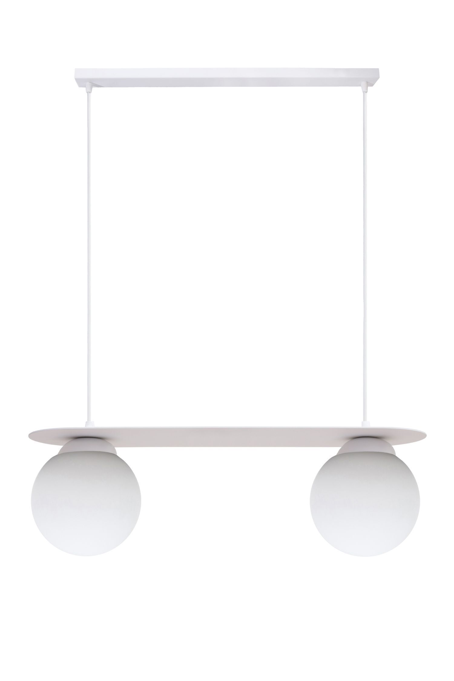 Lampe à suspendre 2 flammes boules de verre blanc 50 cm E27 anti-éblouissement