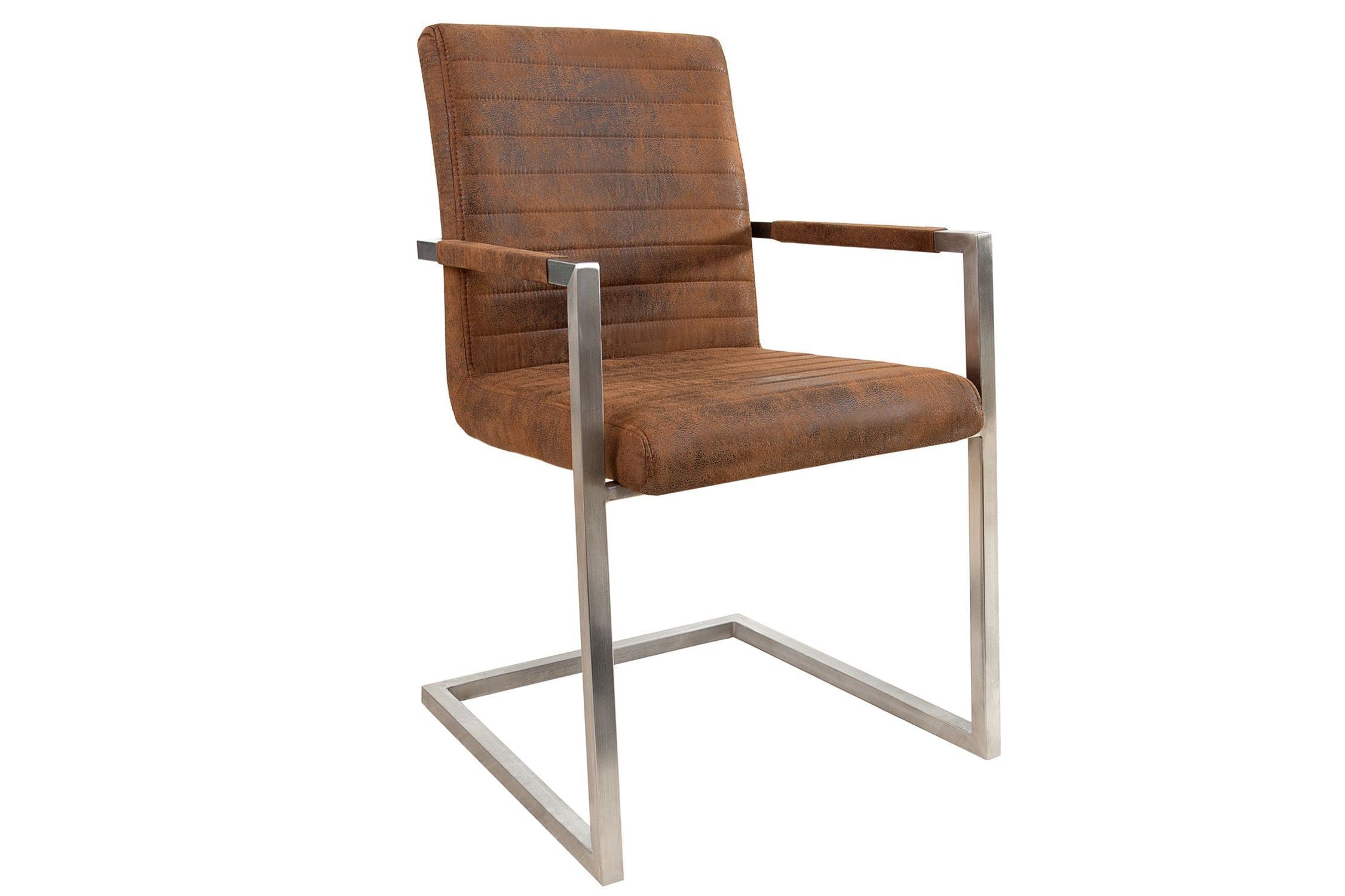 Chaise à bascule avec accoudoirs Tissu Acier inoxydable Marron Chrome Moebel, Stuhl, Sessel