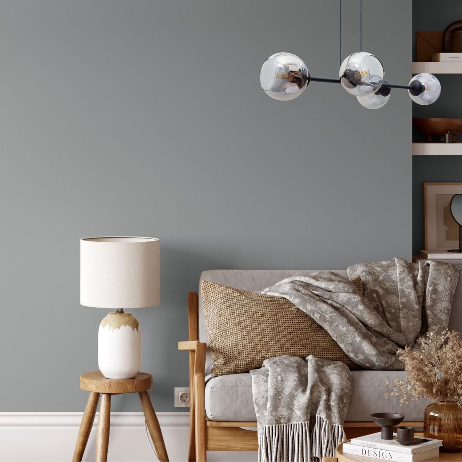 Lampe à suspendre métal verre fumé faible éblouissement E27 4-flamme