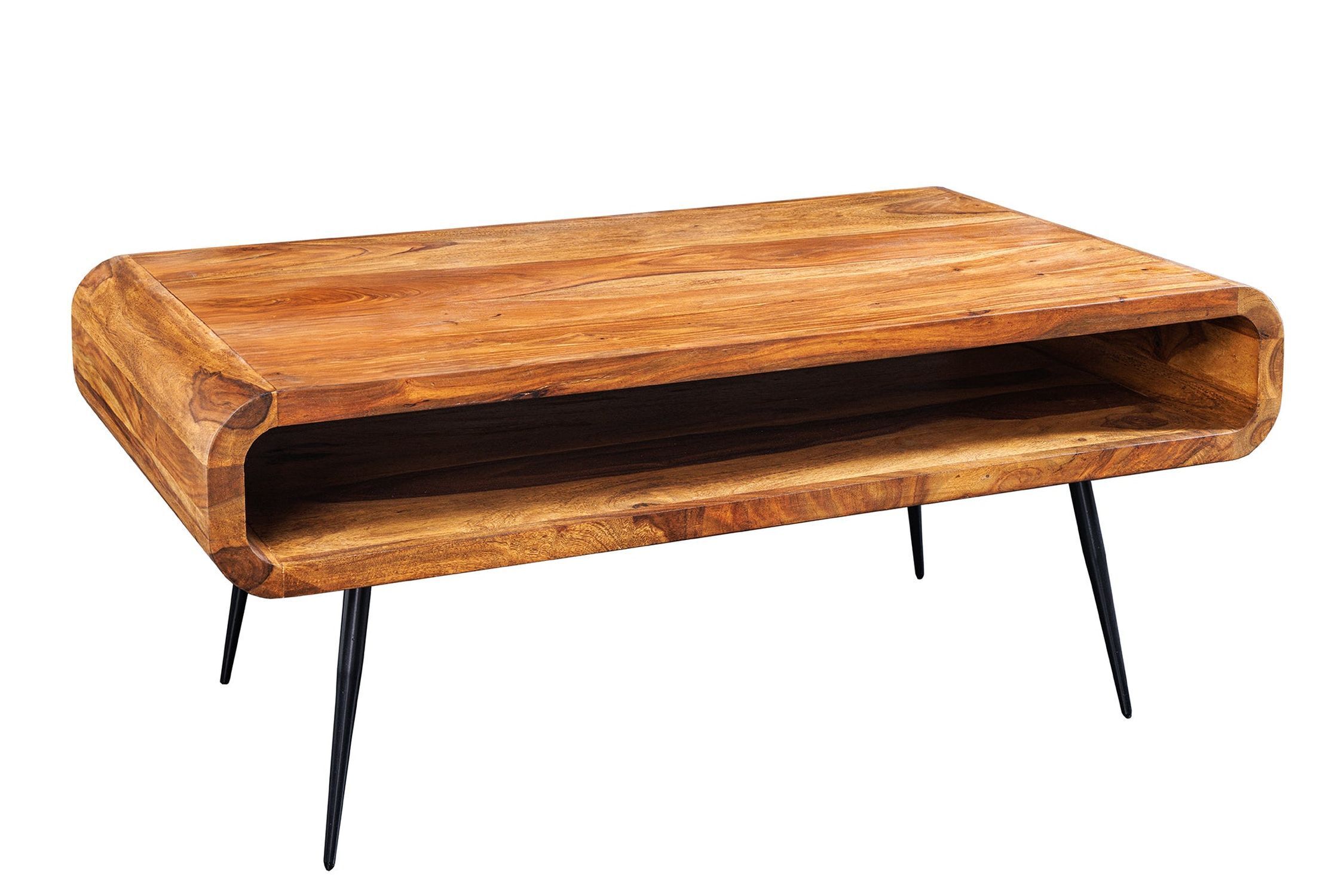 Table basse en bois de sheesham et métal 90 x 50 cm Kaffeetisch, Mobiliar, Tabelle, Holz, Gebeiztes Holz