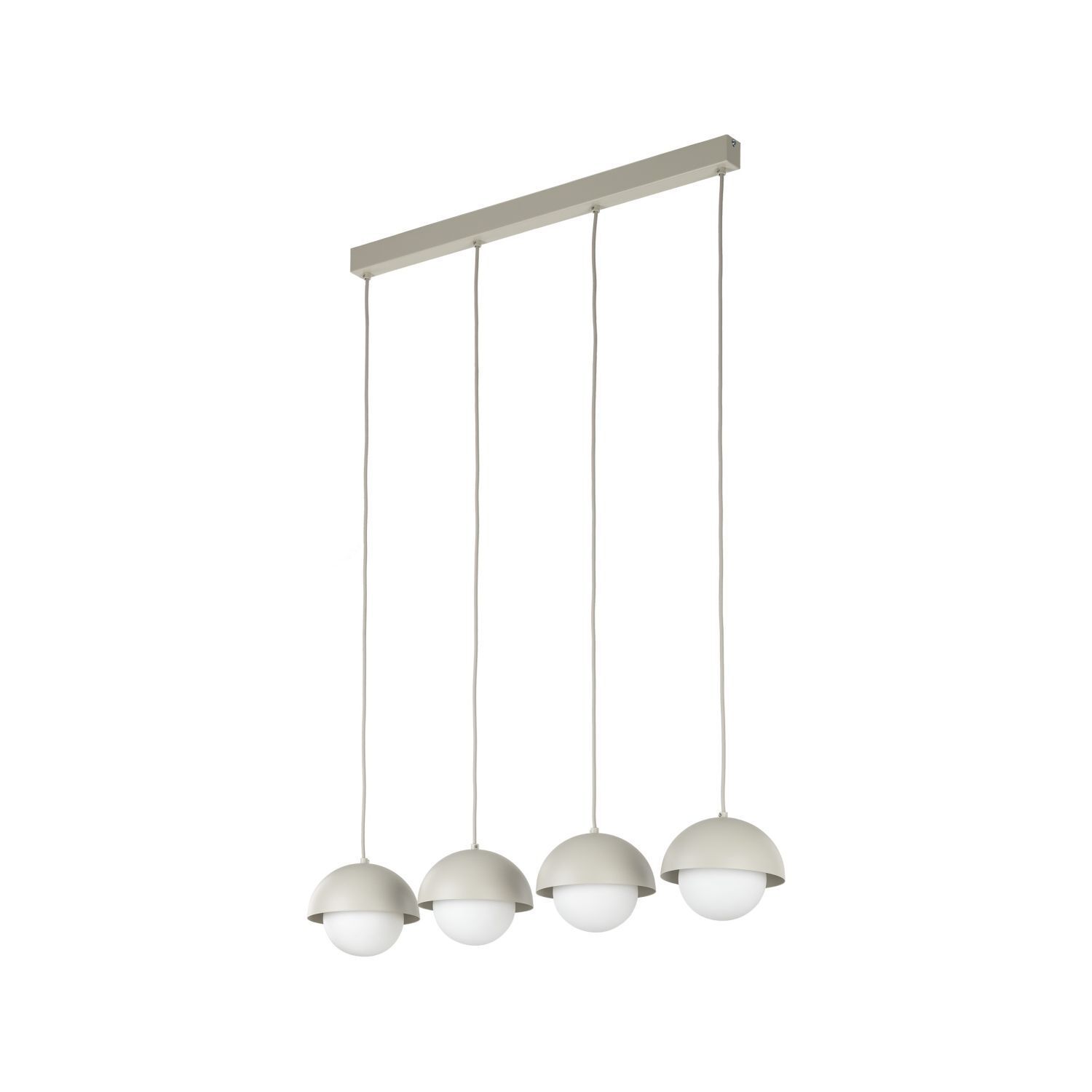 Suspension allongée 80cm beige blanc 4-flamme G9 verre métal Leuchter, Lampe, Leuchte