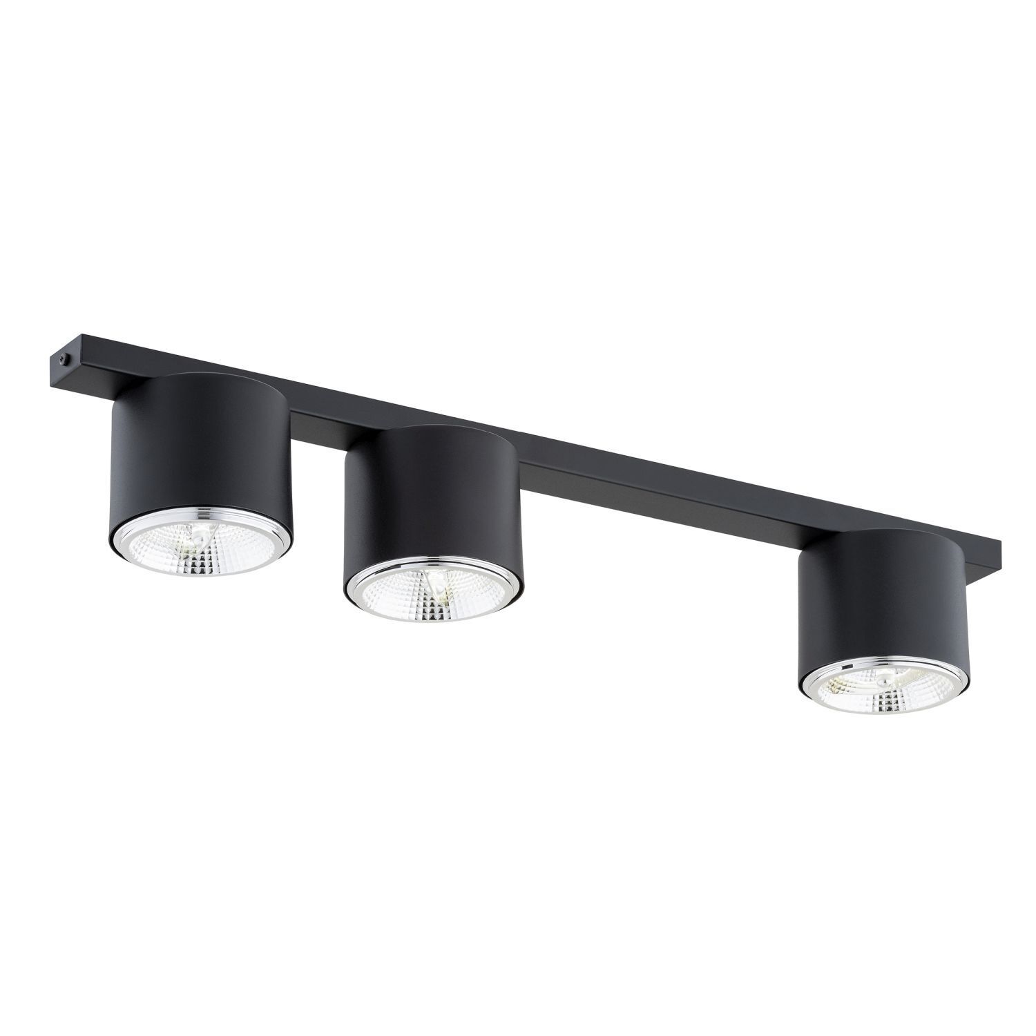 Plafonnier métal 70 cm de long Noir 3 feux GU10 AR111