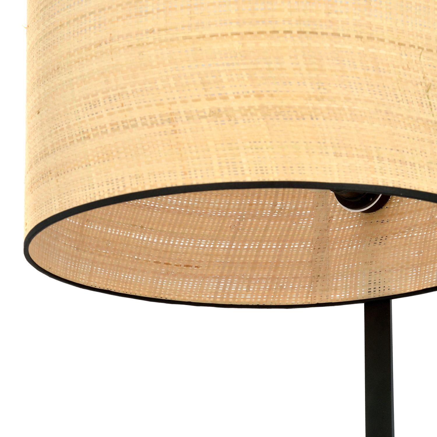 Lampadaire en métal rotin 157 cm Moderne en noir naturel E27
