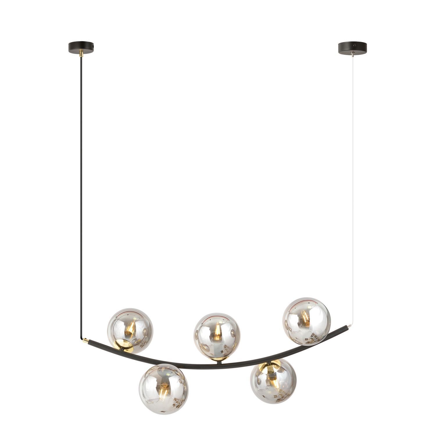 Suspension verre fumé métal L : 80 cm H : max. 1 m 5x E14