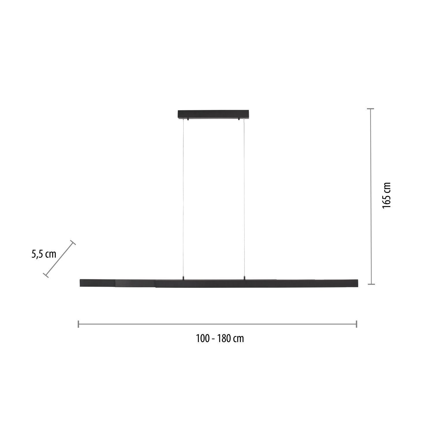 Suspension LED Anthracite Métal 13 W 165 cm allongée