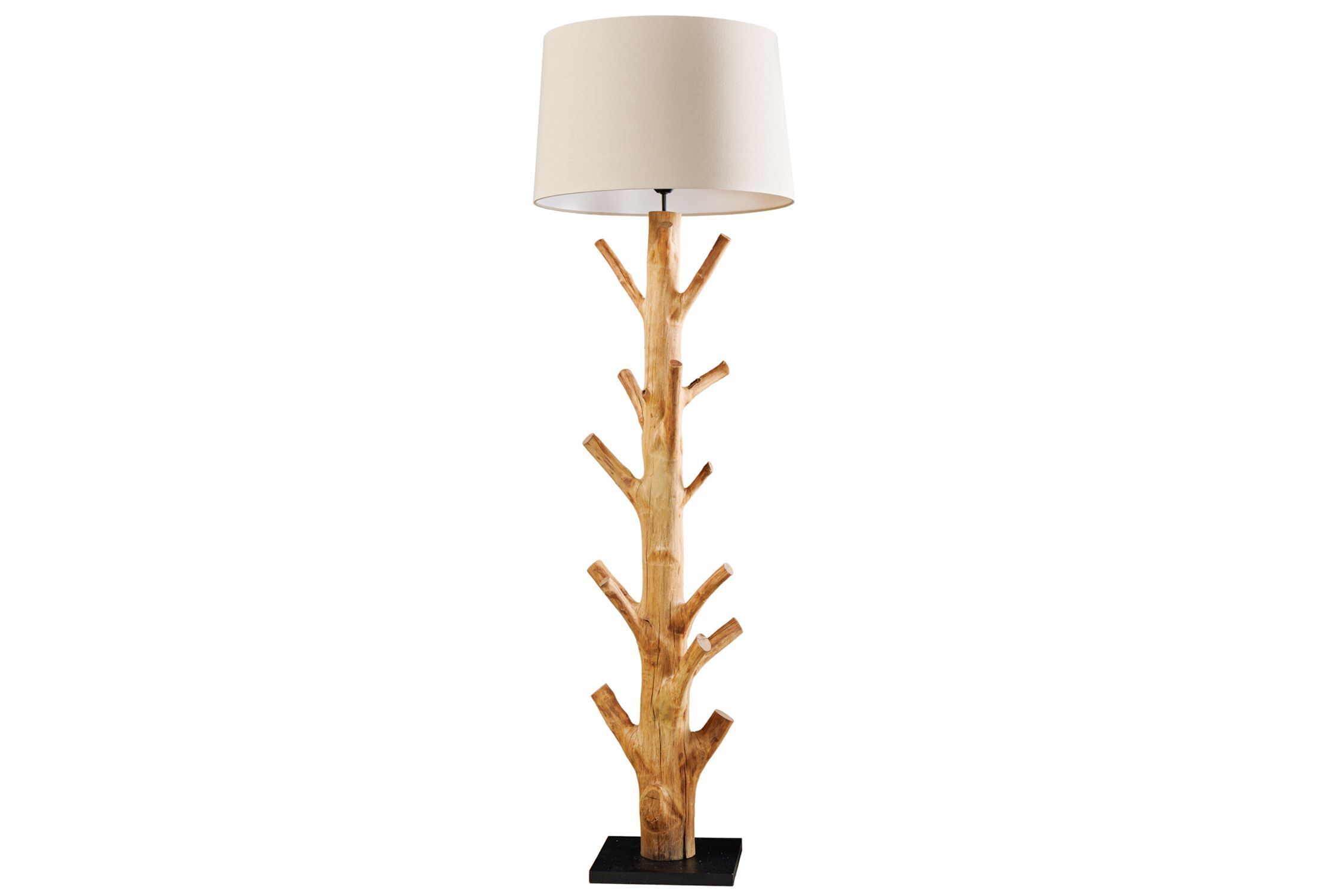 Lampadaire Beige Abat-jour Tissu Bois 175 cm fait main