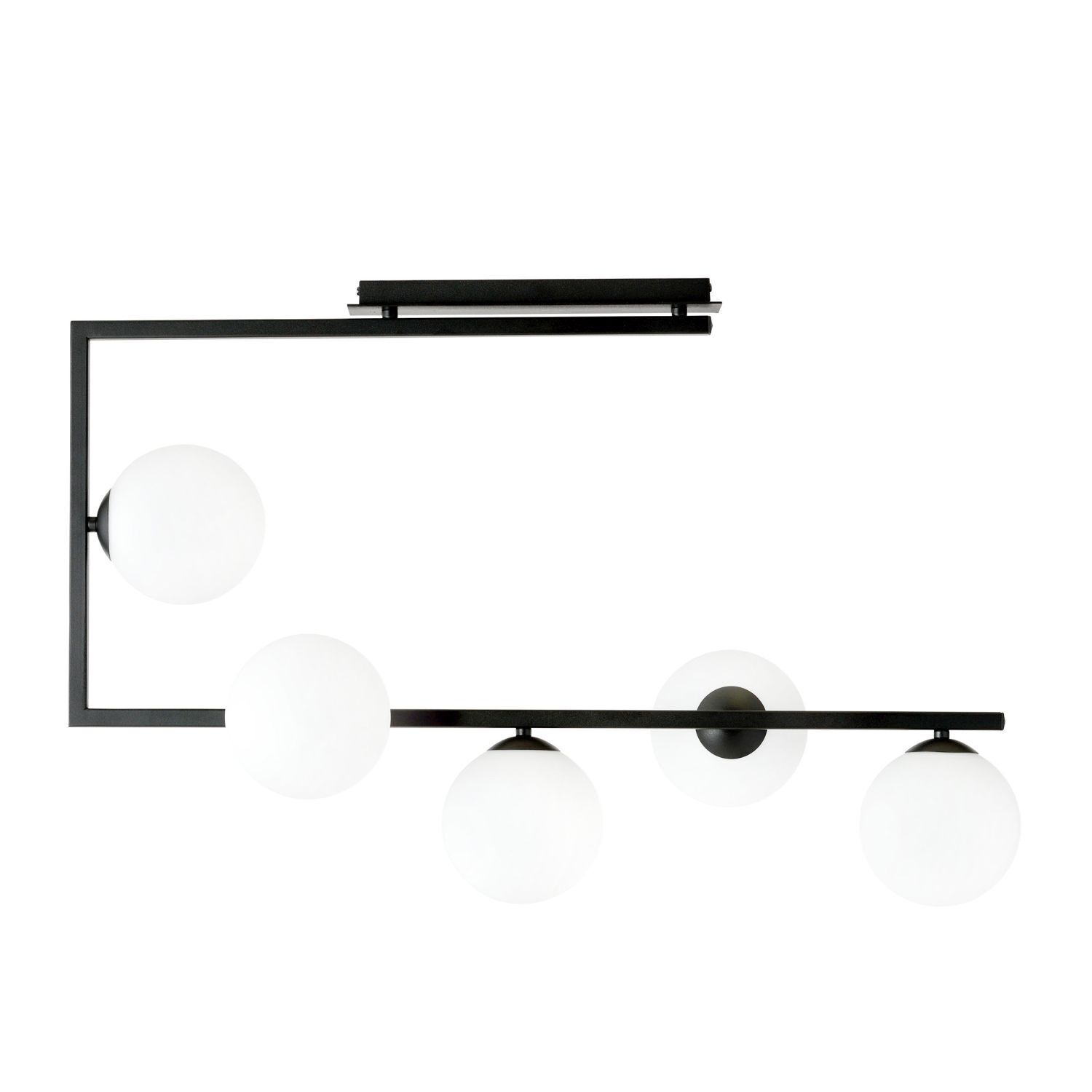 Grand plafonnier L : 83 cm H : 55 cm Métal Verre Noir Blanc
