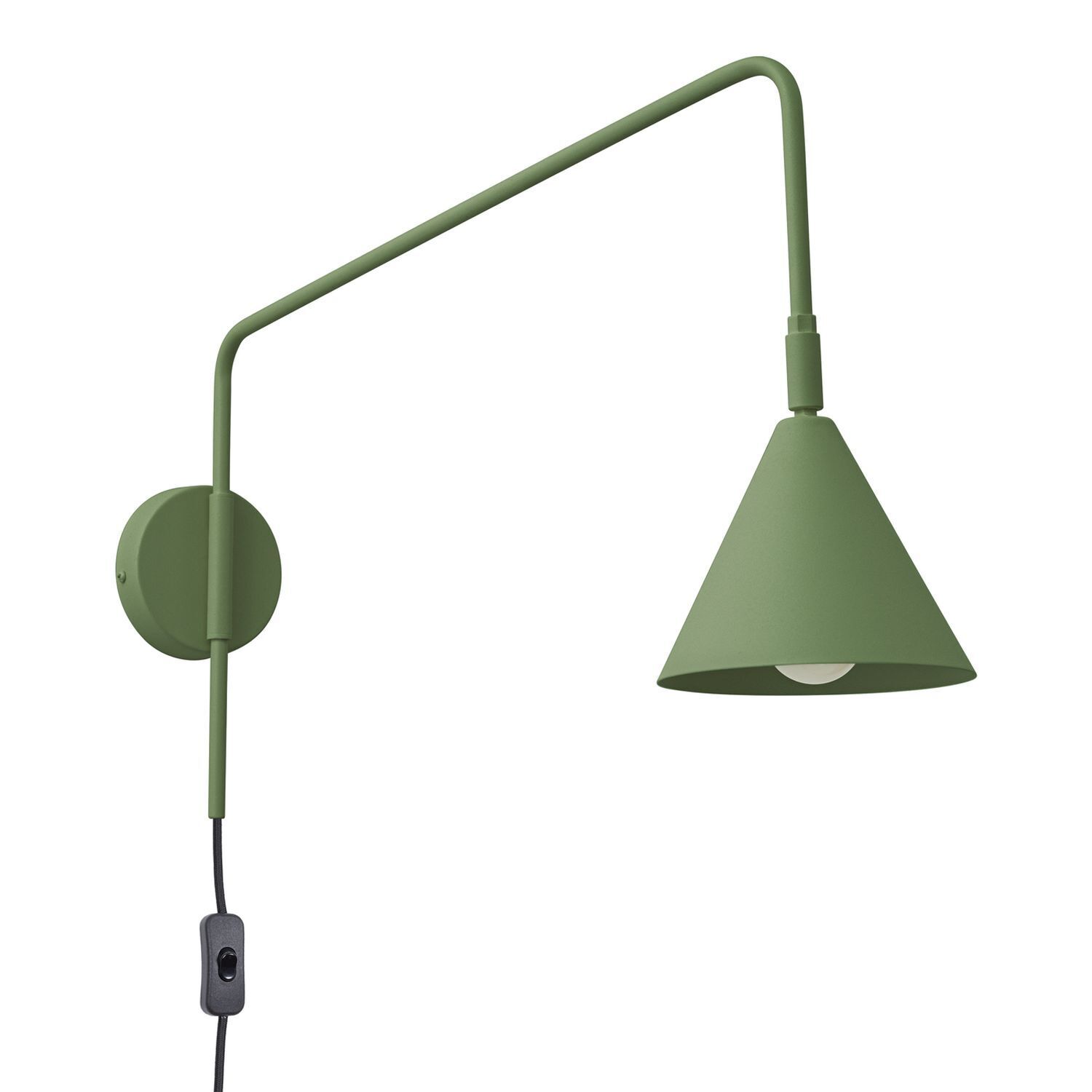 Wandlampe Olivgrün Stahl E14 Schalter Stecker T:61 cm