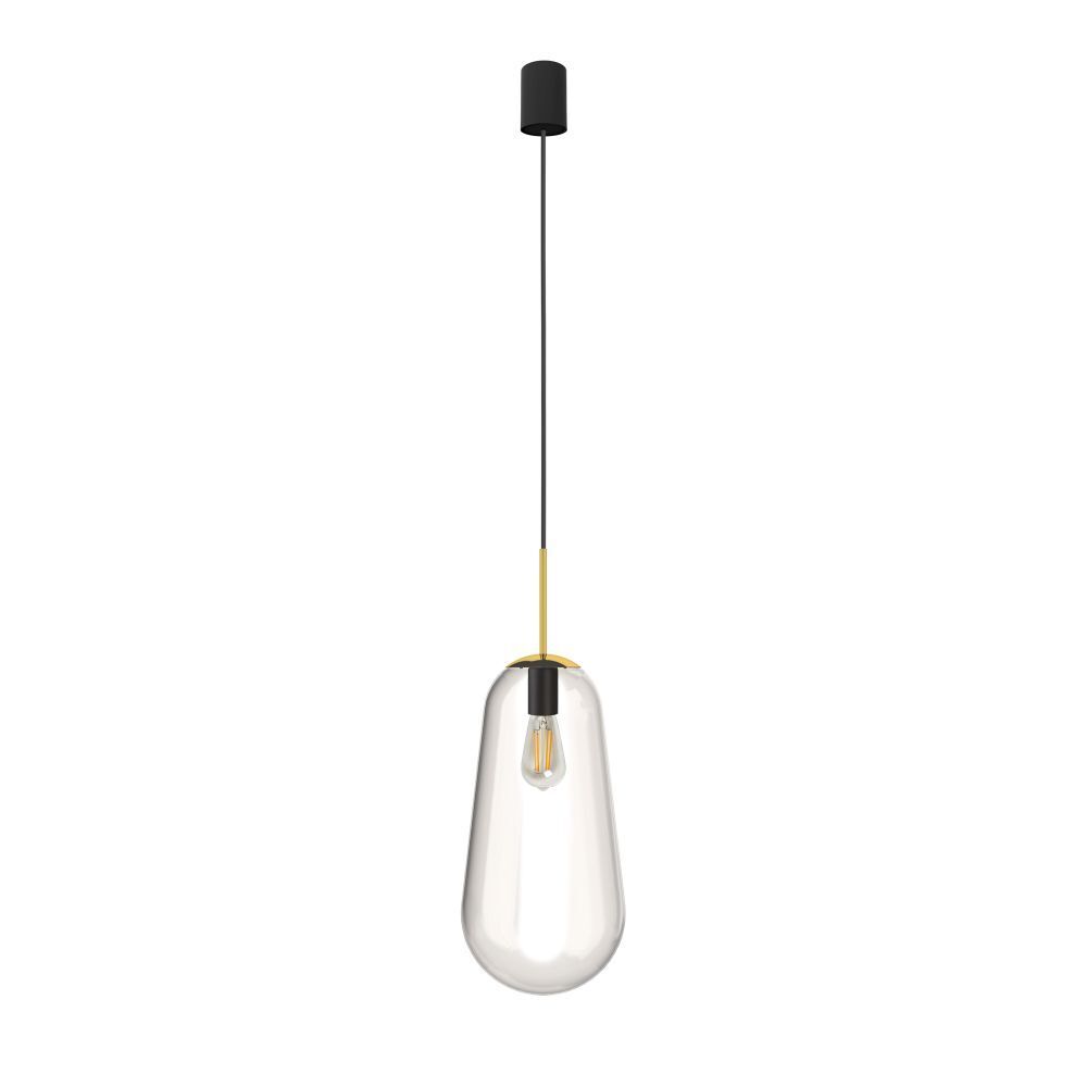 Suspension noir métal verre E27 élégant