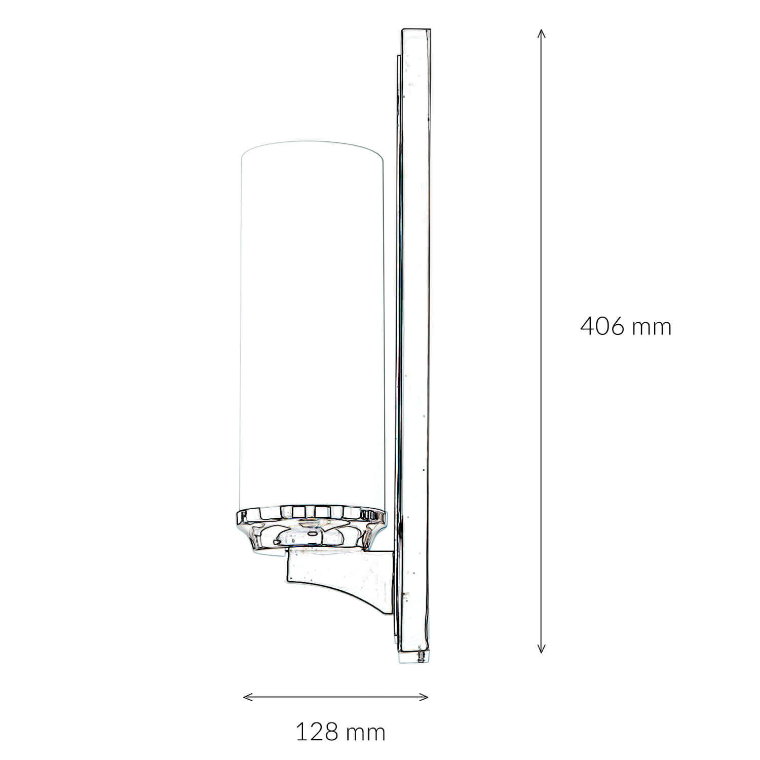 Lampe de salle de bain élégante LED IP44 Verre Abat-jour Blanc Chrome