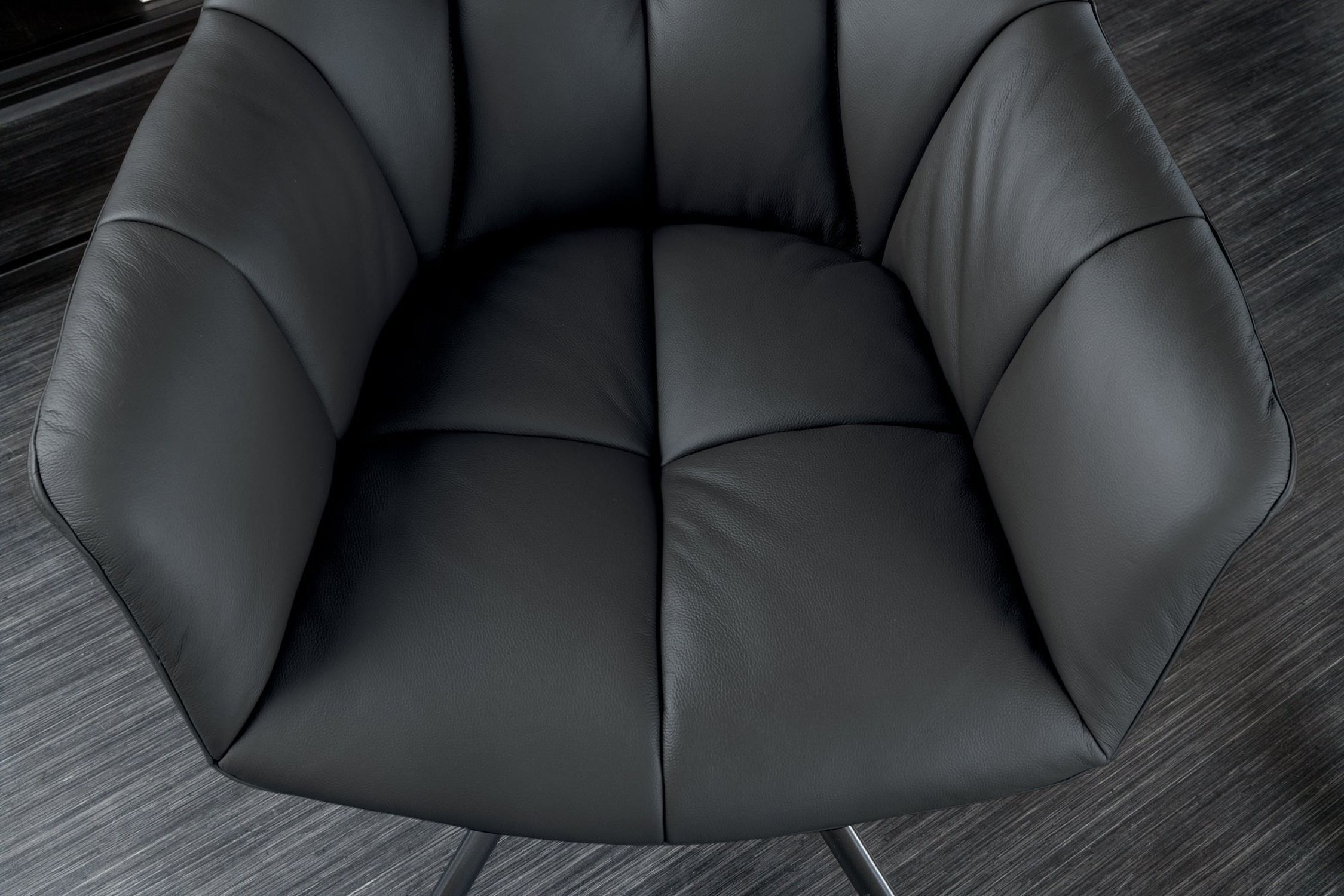 Chaise de bureau cuir métal L : 65 cm sans roulettes noir pivotant Moebel, Stuhl, Sessel