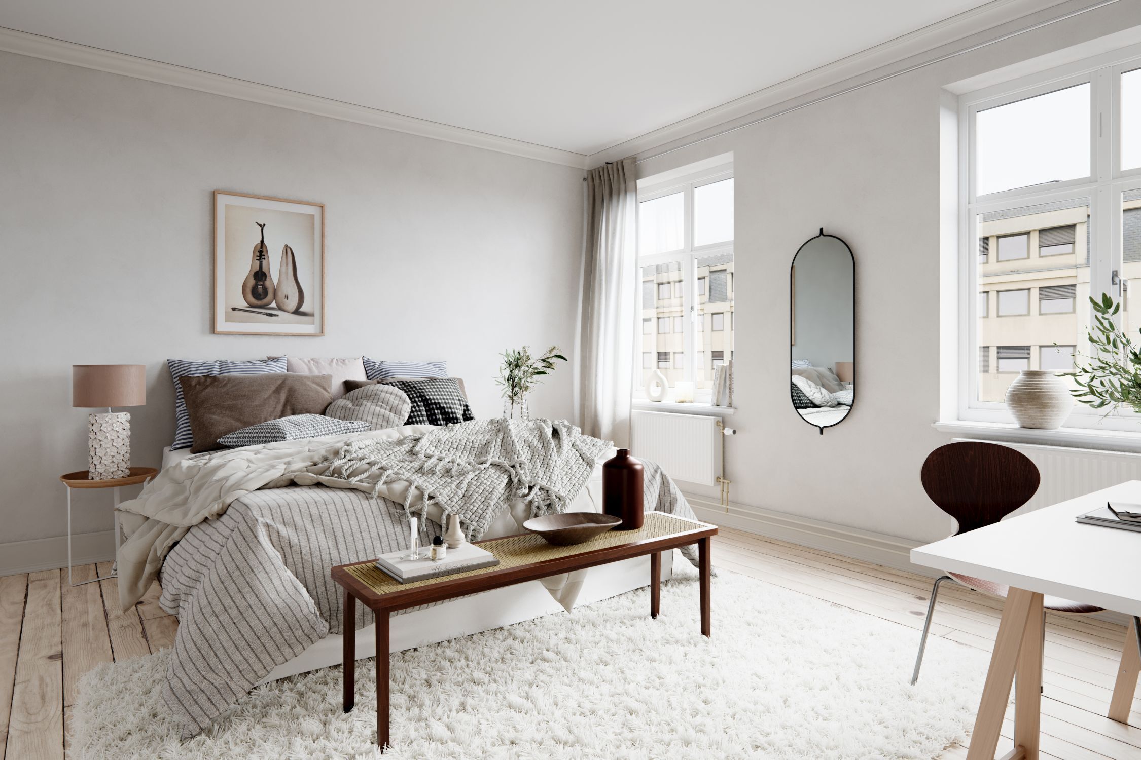 Lampe de table céramique tissu 54,5 cm de haut Beige E27 Floral Dekoration für Zuhause, Innenarchitektur, Mobiliar, Tabelle, Teppich