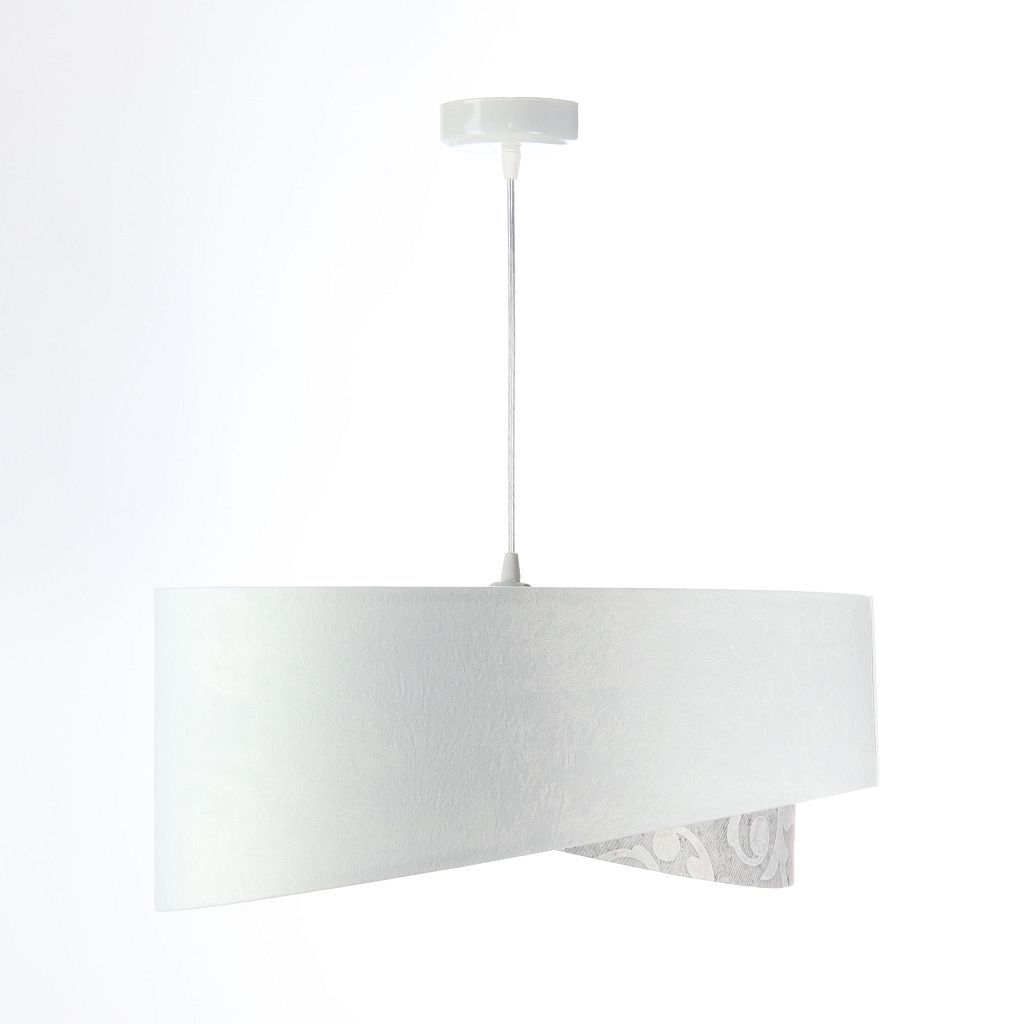 Suspension Blanc Gris Argent E27 rond D : 50 cm Tissu