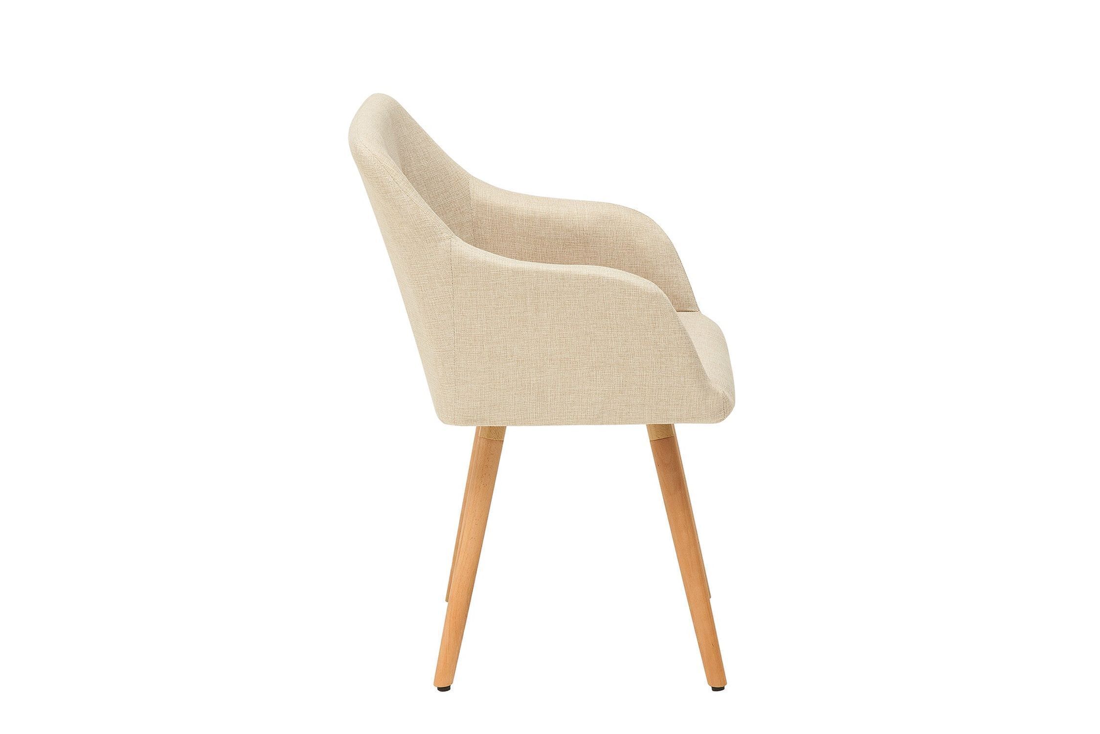 Chaise de salle à manger Tissu Bois avec accoudoirs Naturel Scandinave Moebel, Stuhl, Sessel