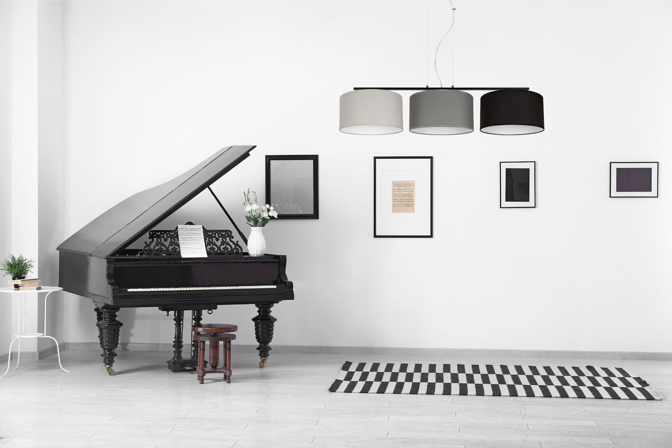 Klavier, Flügel, Schwarz, Sitzhocker, Wohnzimmer