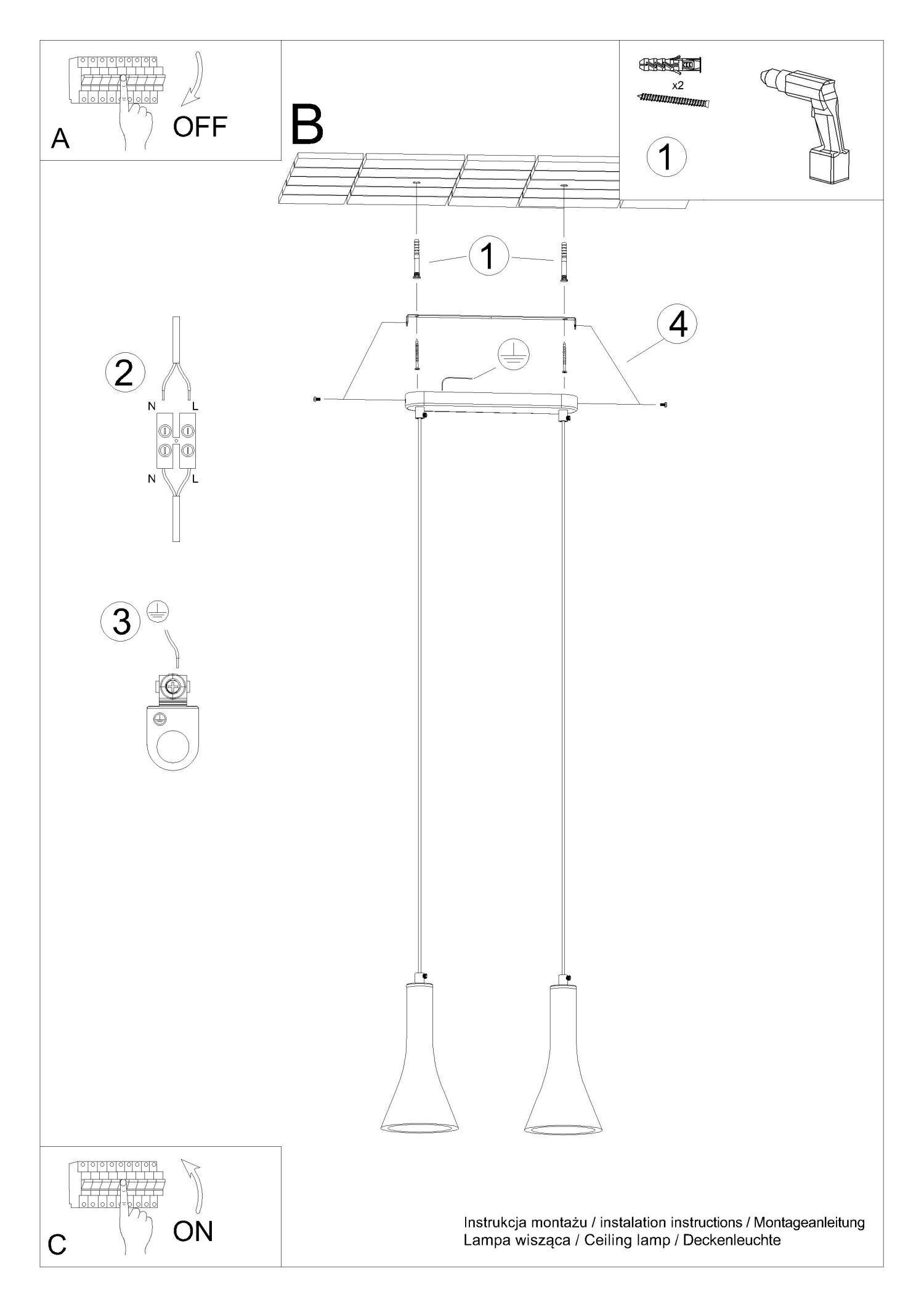 Hängelampe Beton Stahl Grau Schwarz E14 34 cm 2-flammig deckenleuchte, pendelleuchte, doppel-lampe, hängelampe, montage-set