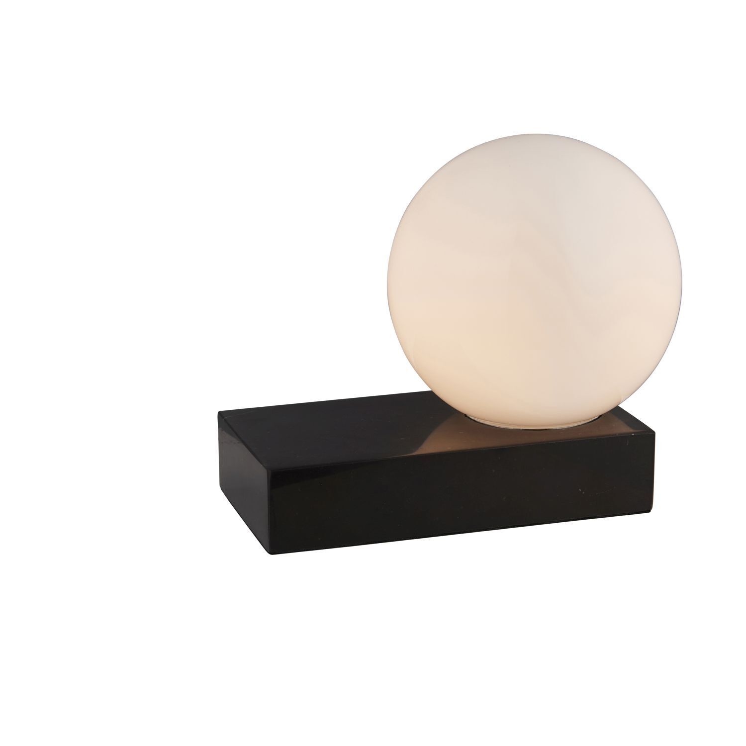 Lampe de table marbre verre 23 cm de long petit noir blanc boule