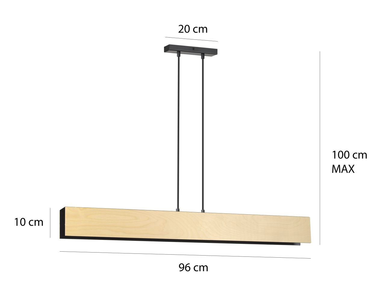 Lampe à suspendre bois métal 4x E27 Scandinave réglable