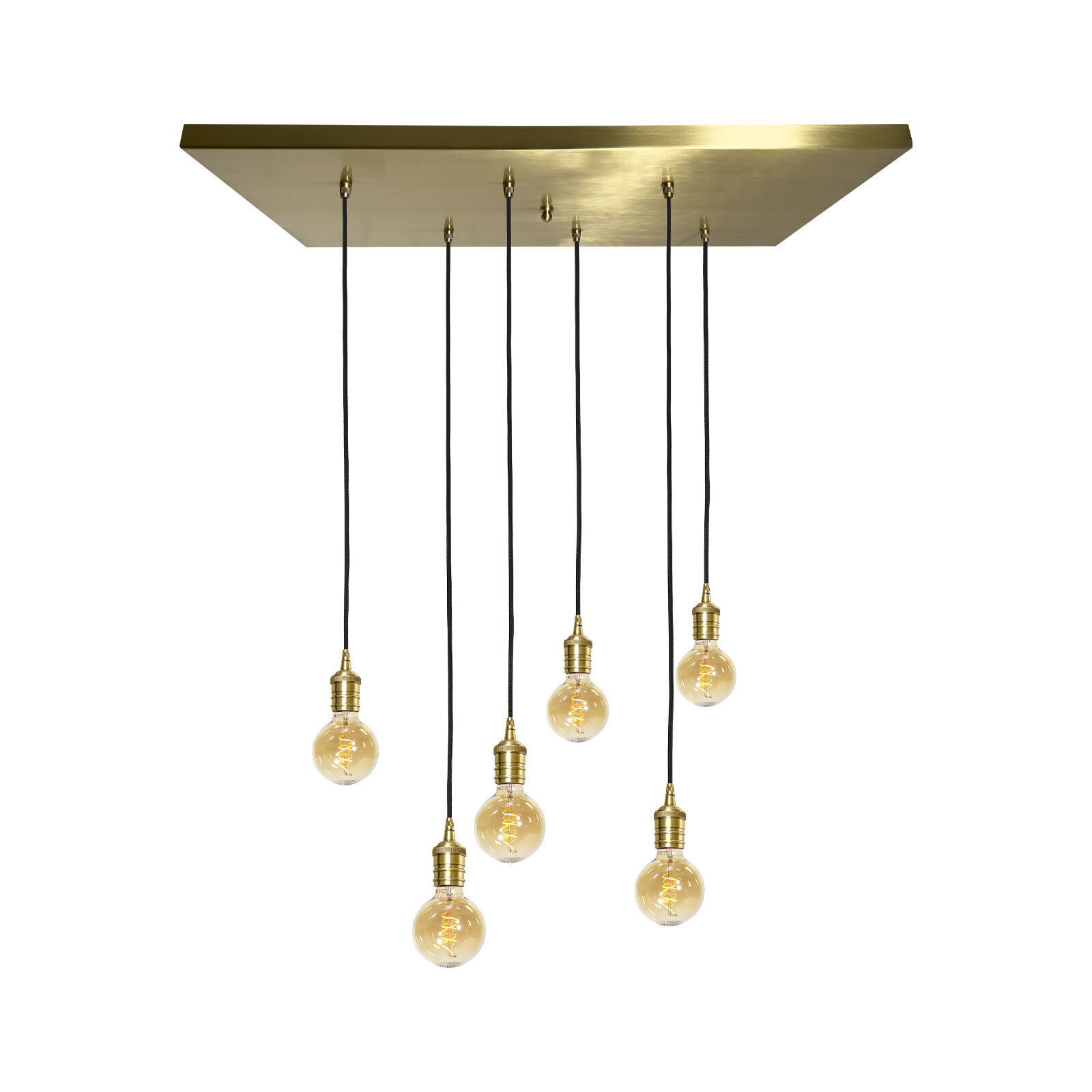 Suspension laiton massif L : 80 cm en bronze clair 6x E27