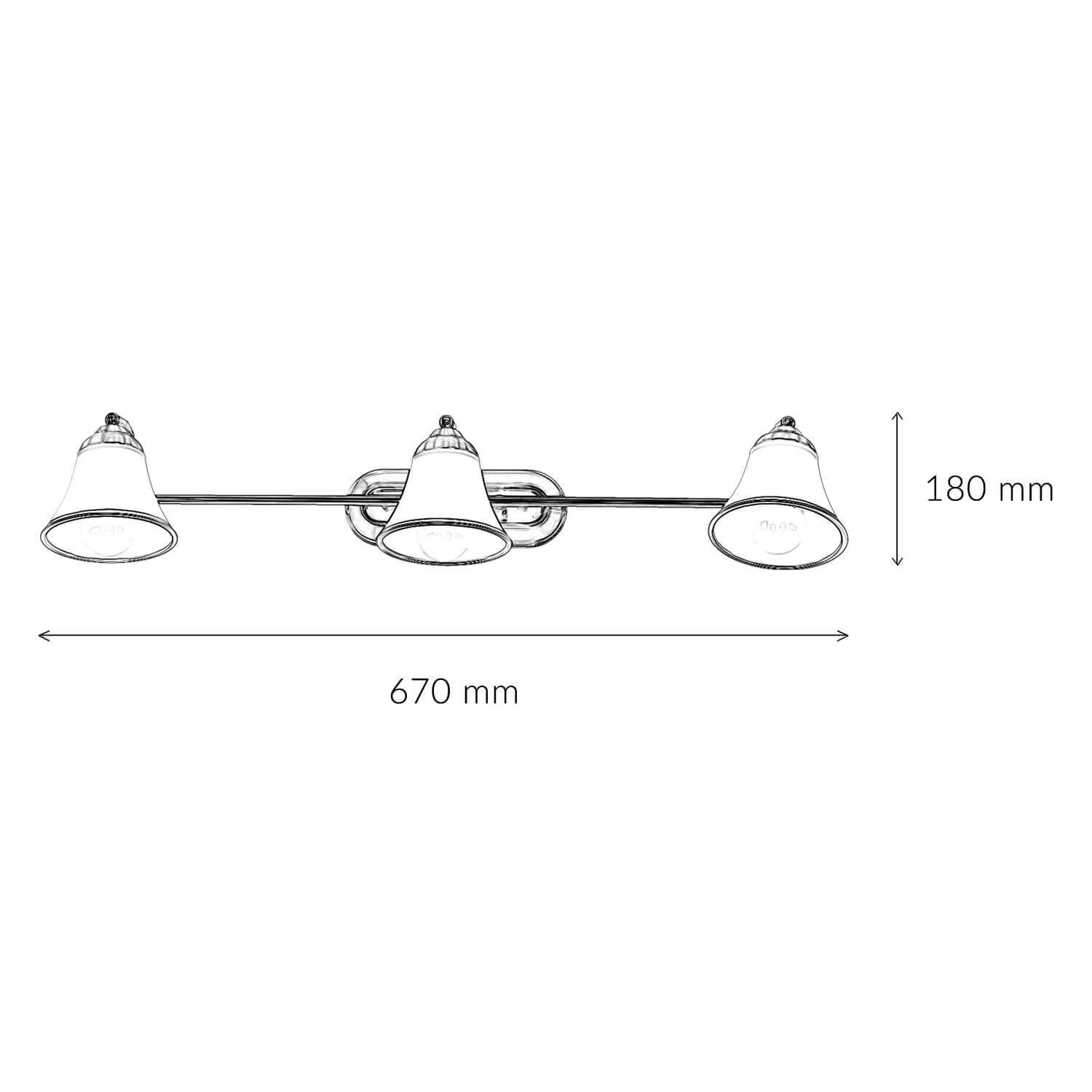 Applique de salle de bain 3xE14 67cm pivotante Art Nouveau GRANDO