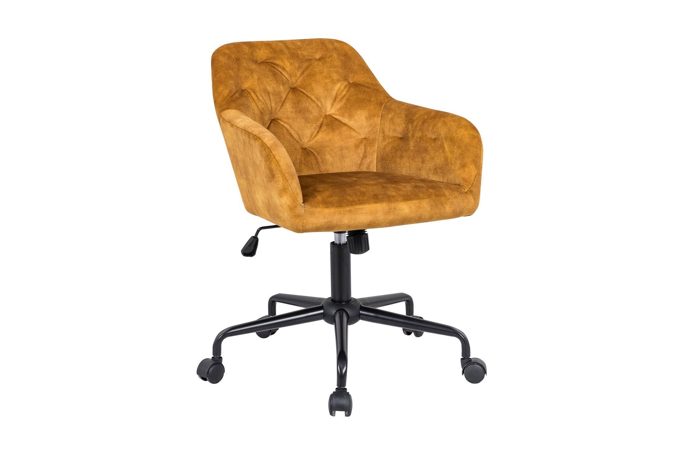 Chaise de bureau réglable en hauteur velours jaune noir rétro