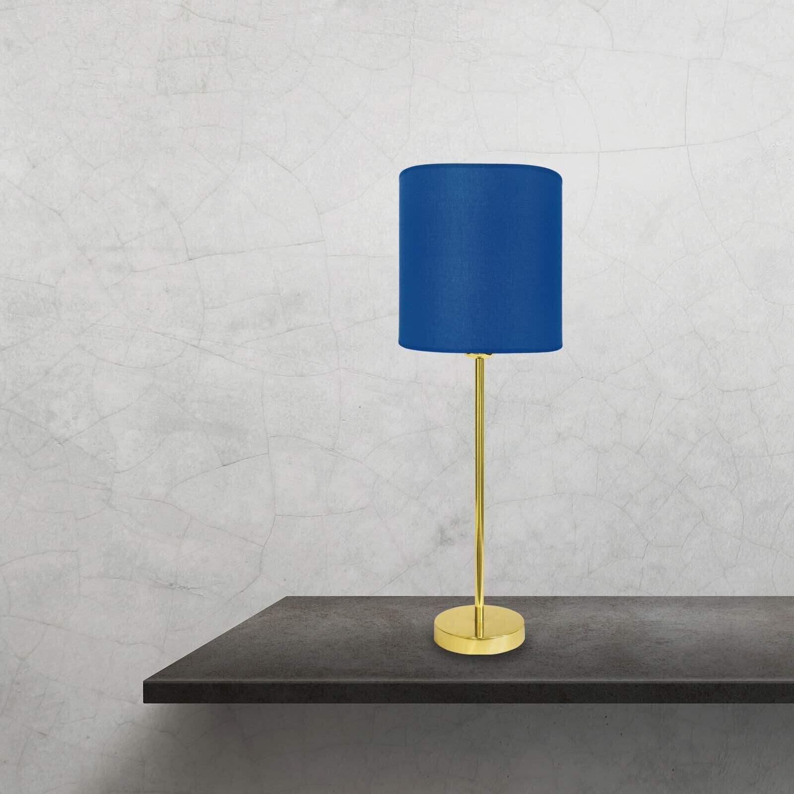 Tischleuchte 58,5 cm Ø 20 cm Stoff Messing Blau Lampe