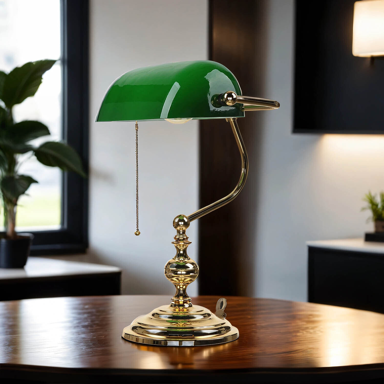 Banker lampe de table or 24 carats en laiton véritable