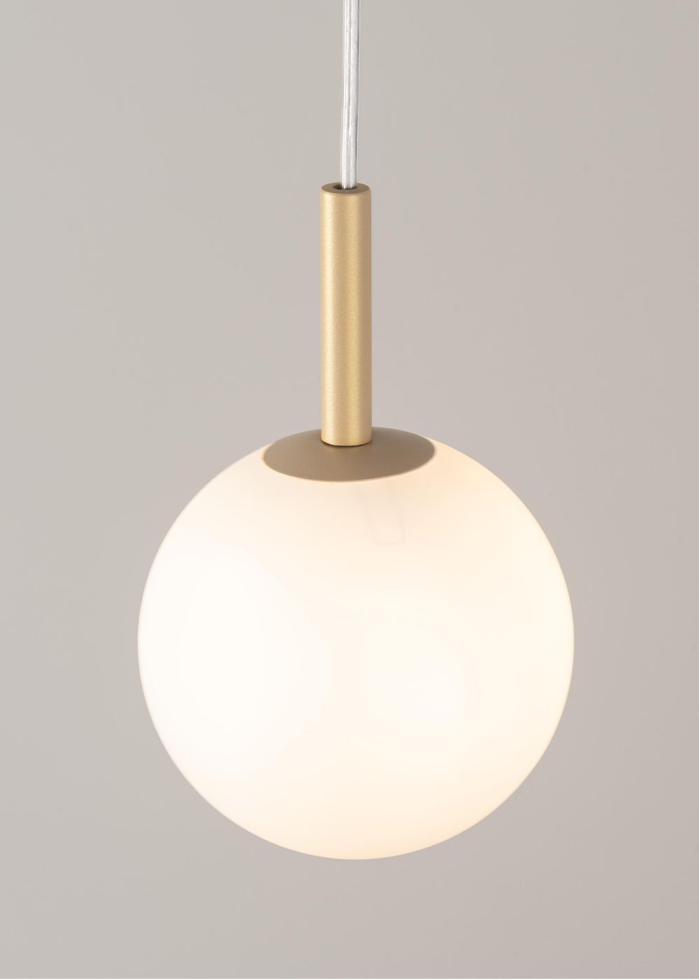 Lampe à suspendre ronde verre sphère métal or G9 Ø14 cm