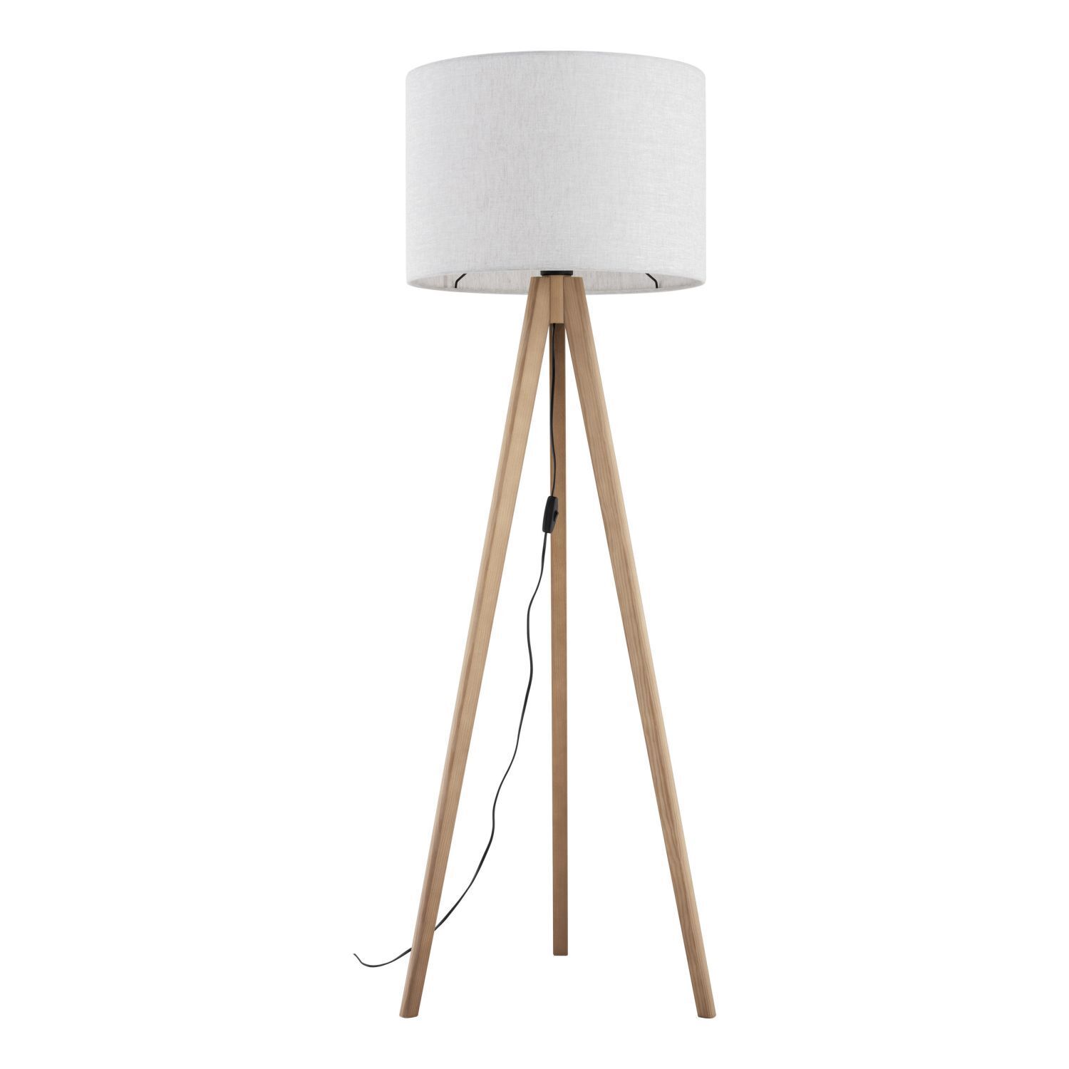 Lampadaire Trépied Bois Tissu 145 cm petit salon E27 Lampe, Stativ