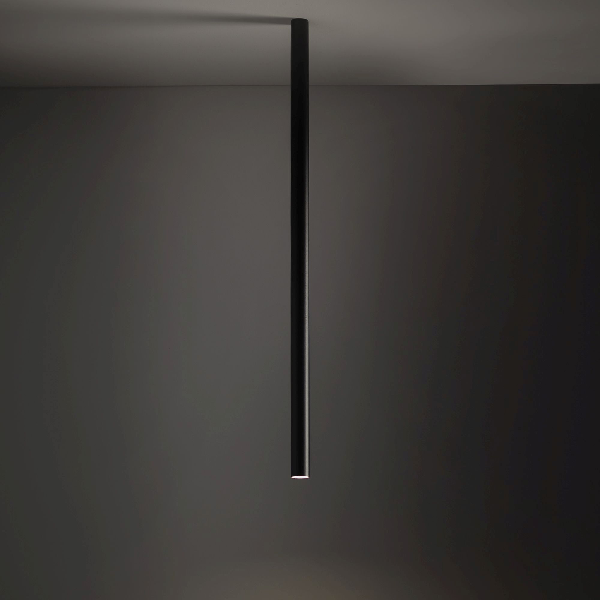 Deckenlampe GU10 R35 Ø 4 cm H: 90 cm schmal Schwarz Metall Pendel-Lampe, schwarze Leuchte, minimalistisch, linear, hängende Lampe
