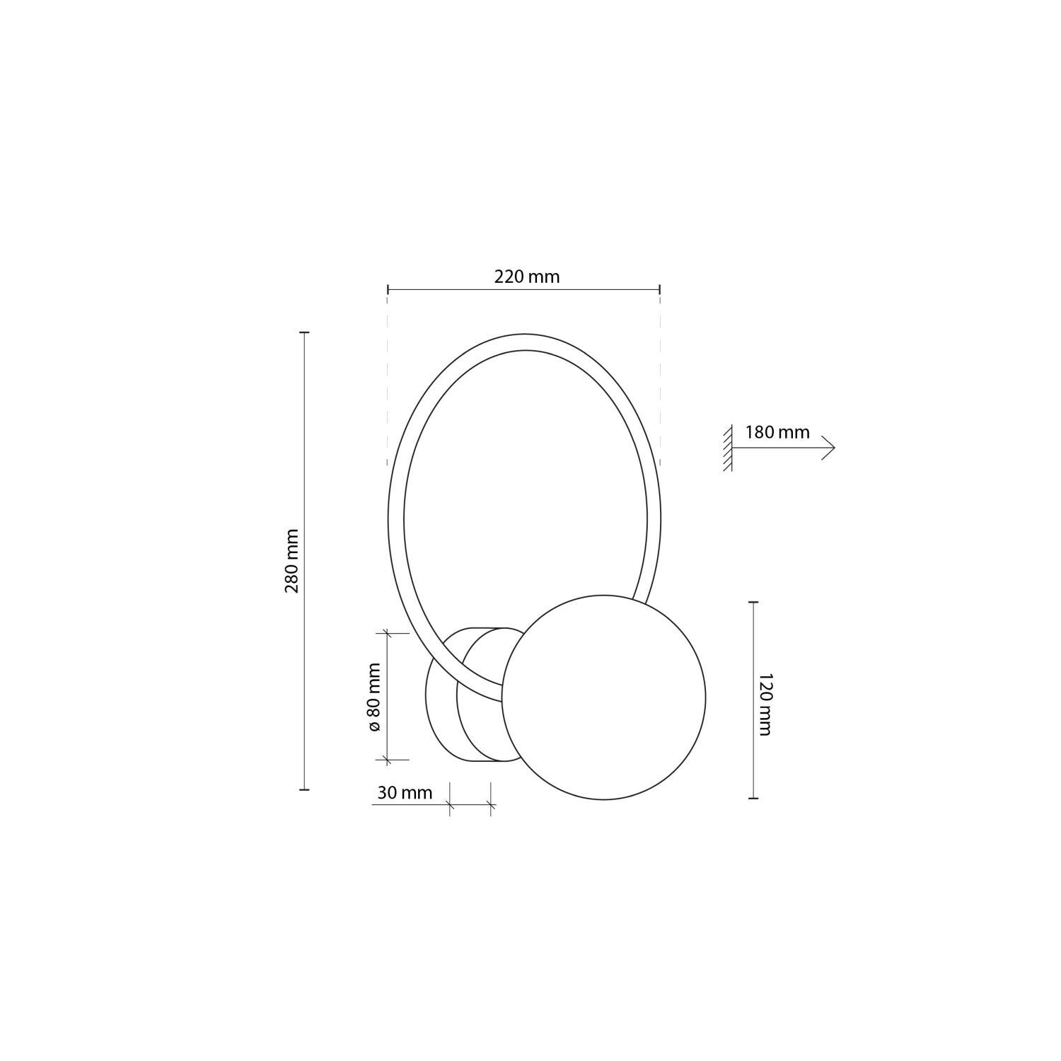 Applique Métal Verre fumé G9 Noir Graphite Boule Abat-jour