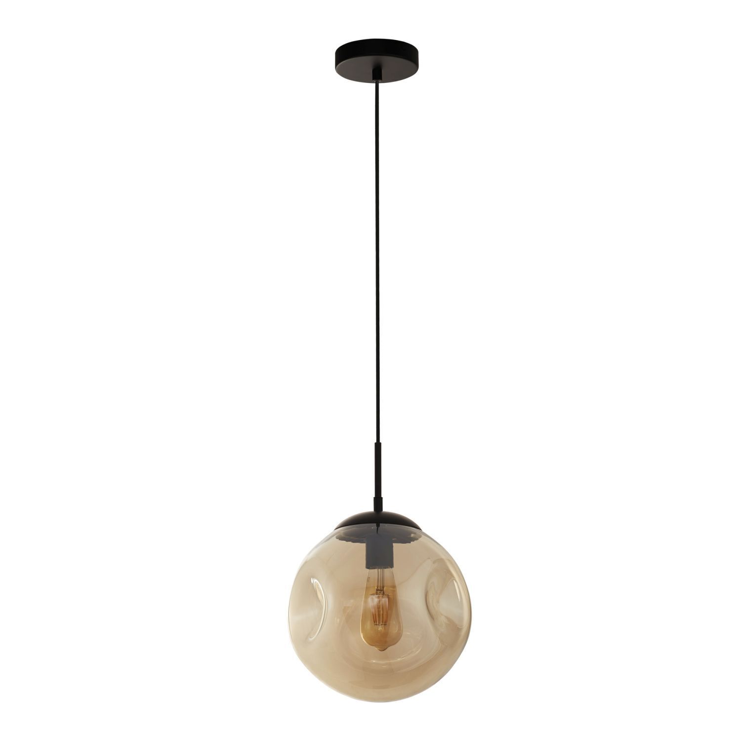 Suspension Noir Champagne E27 D : 25 cm Verre TALIA