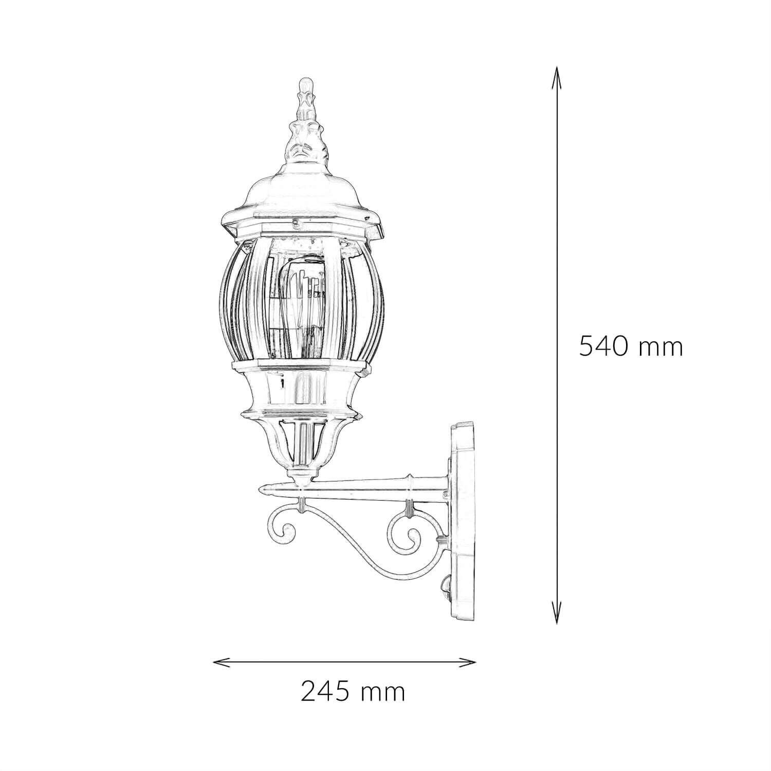 Applique d'extérieur Noir E27 H : 54 cm Rustique Verre Alu