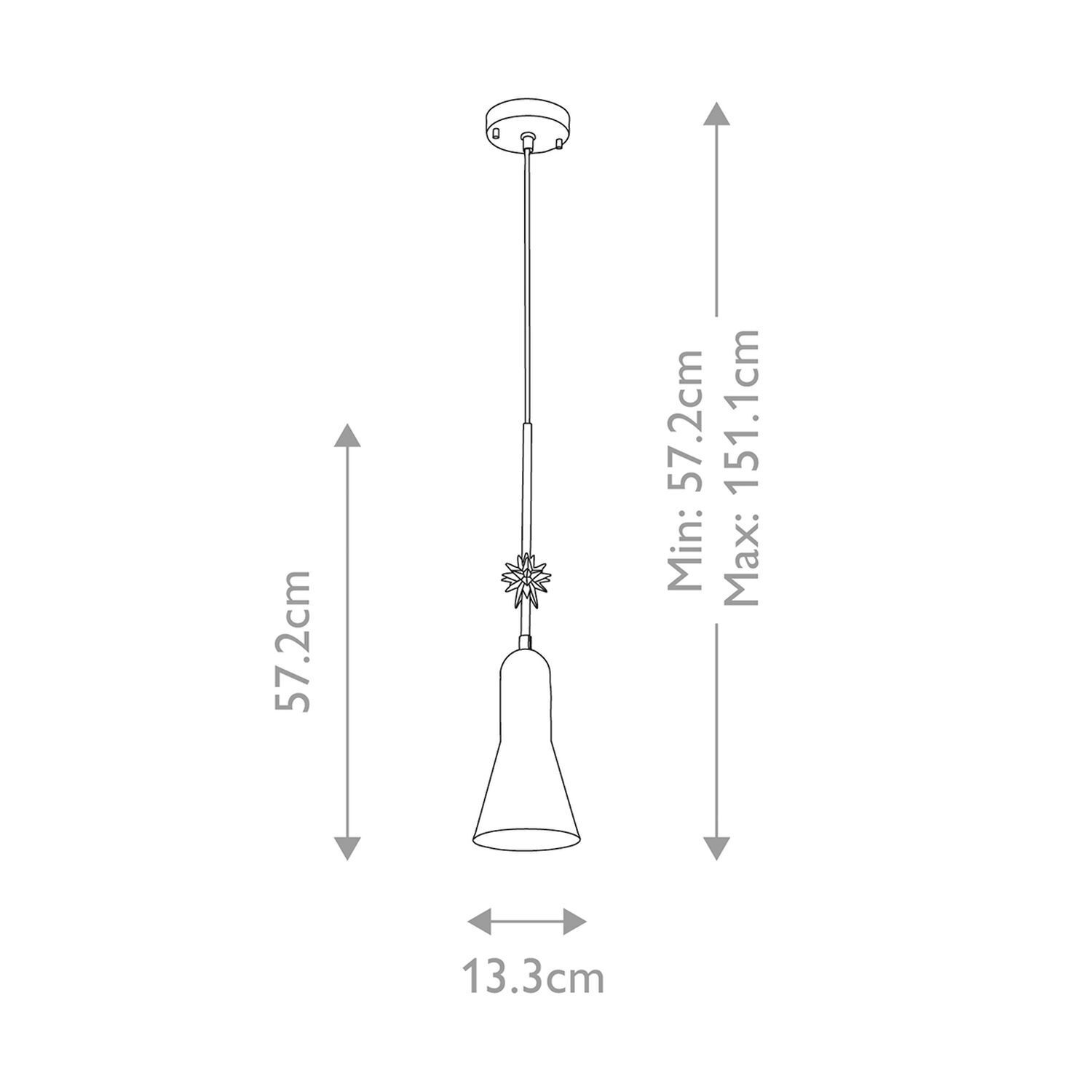 Suspension noir or largeur 13,3 cm H : max. 151,1 cm E27
