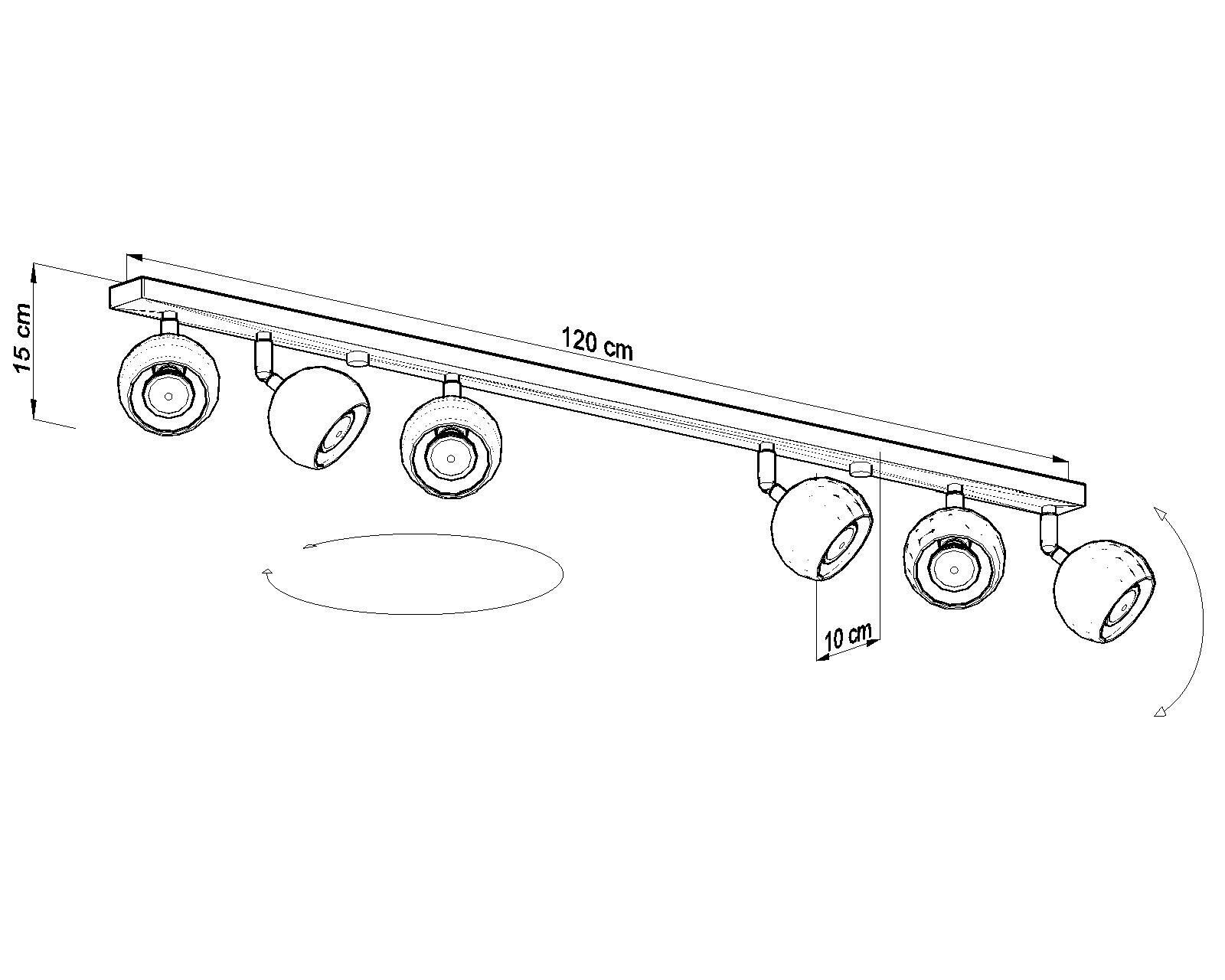 Grand plafonnier blanc 120 cm de long 6x GU10