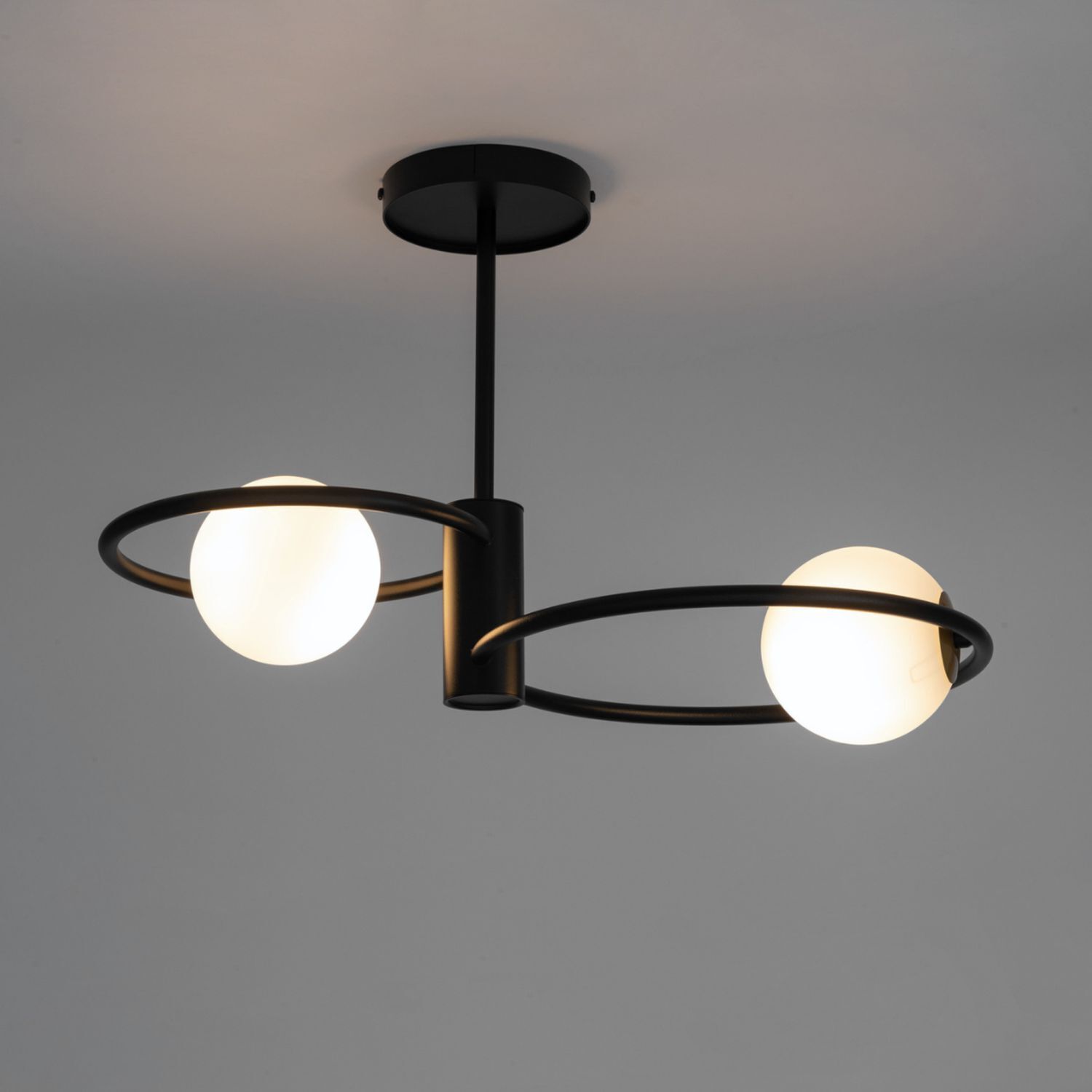 Blendarme plafonnier verre noir blanc G9 L:55 cm
