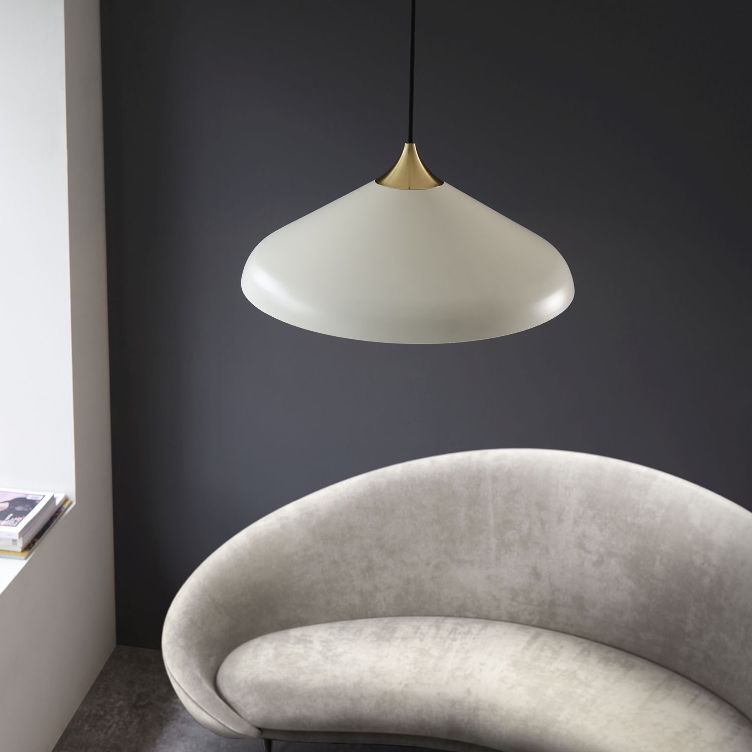 Suspension Blanc Laiton rond D : 50 cm Métal E27