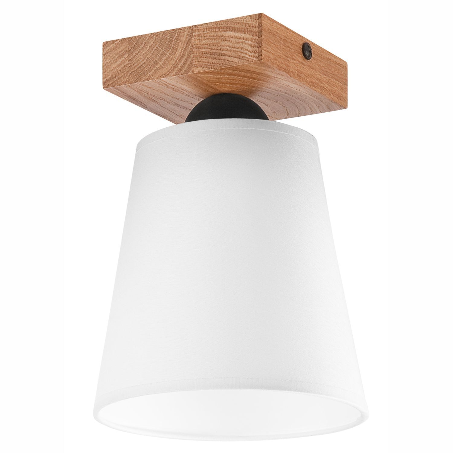 Plafonnier Blanc Ø 15 cm H : 21 cm petit tissu bois Moderne Lampe