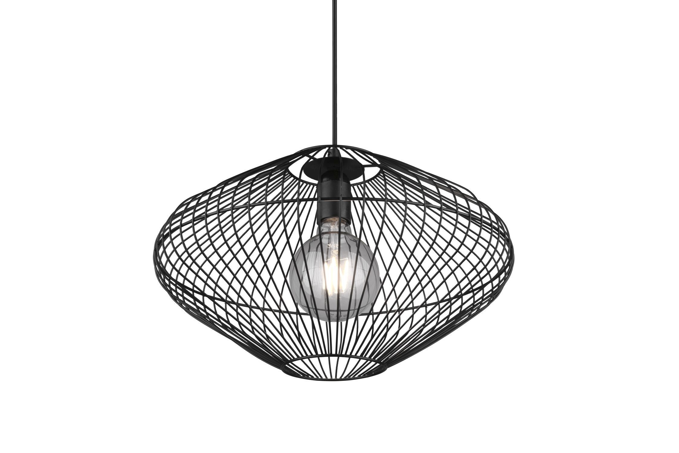 Lampe à suspendre noire Abat-jour filaire Métal E27 Ø38 cm Rétro