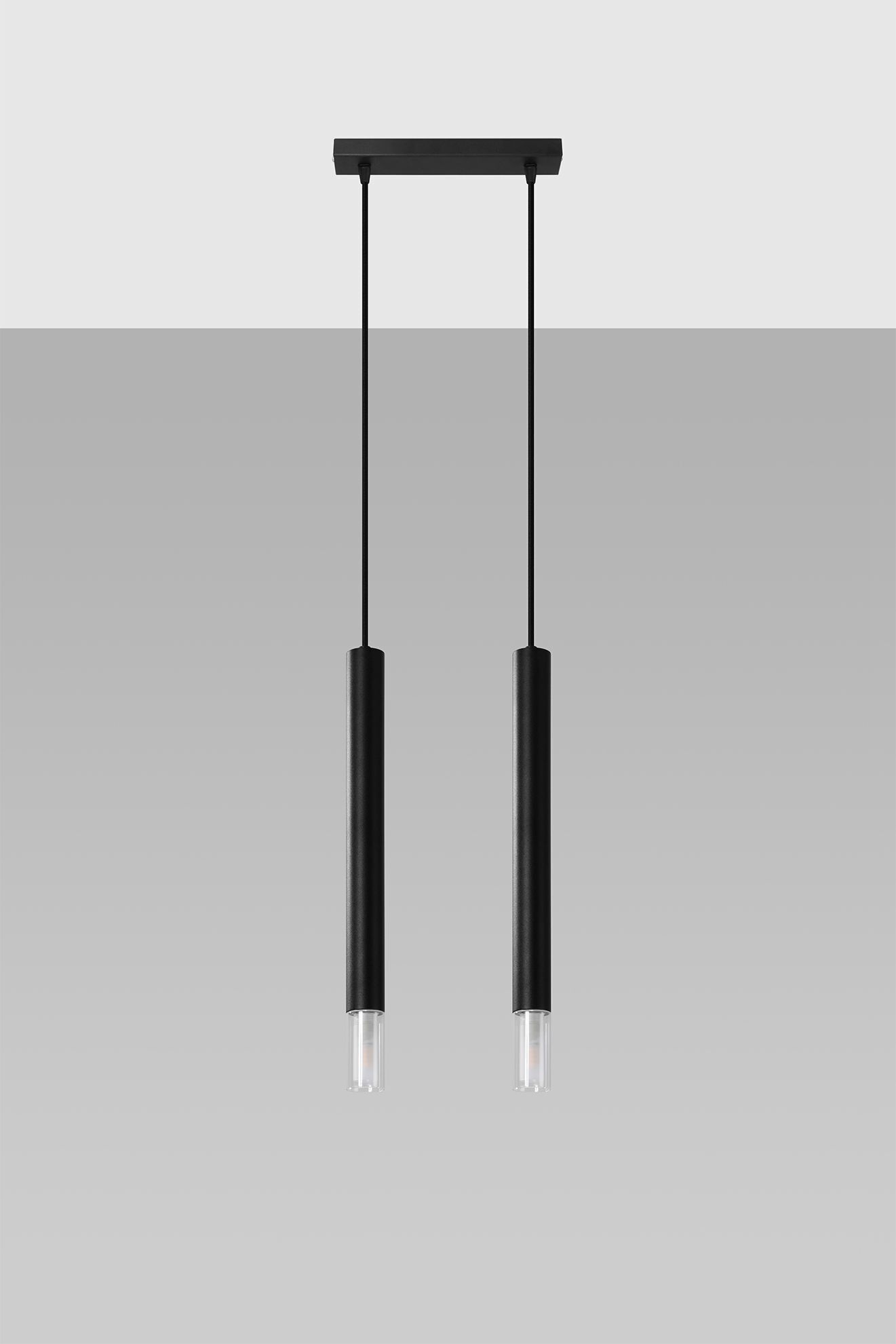 Lampe à suspendre Moderne 2 flammes G9 étroite Noir