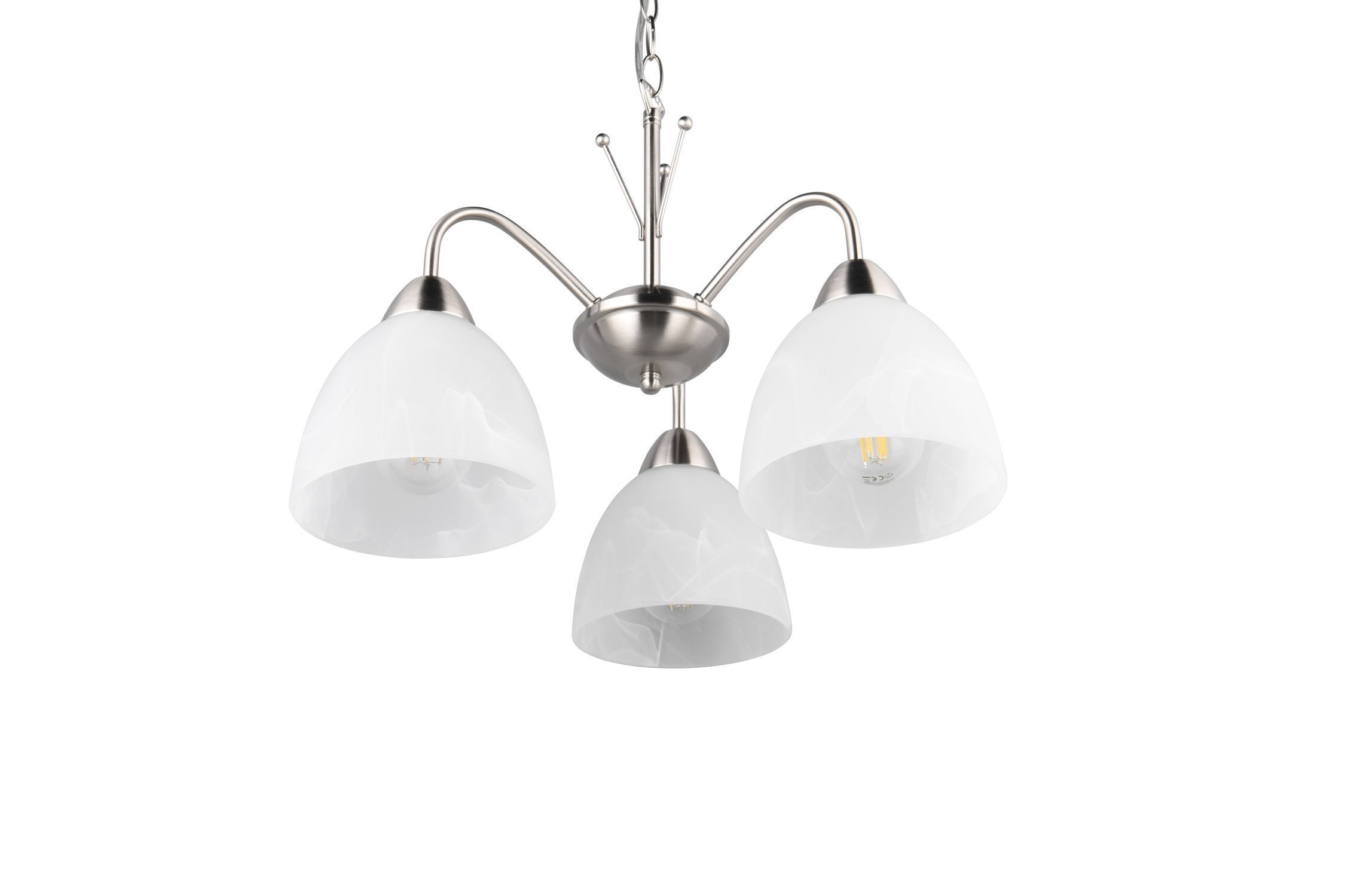 Blendarme Suspension Métal Verre Nickel Blanc E27 Leuchte, Lampe, Kronleuchter