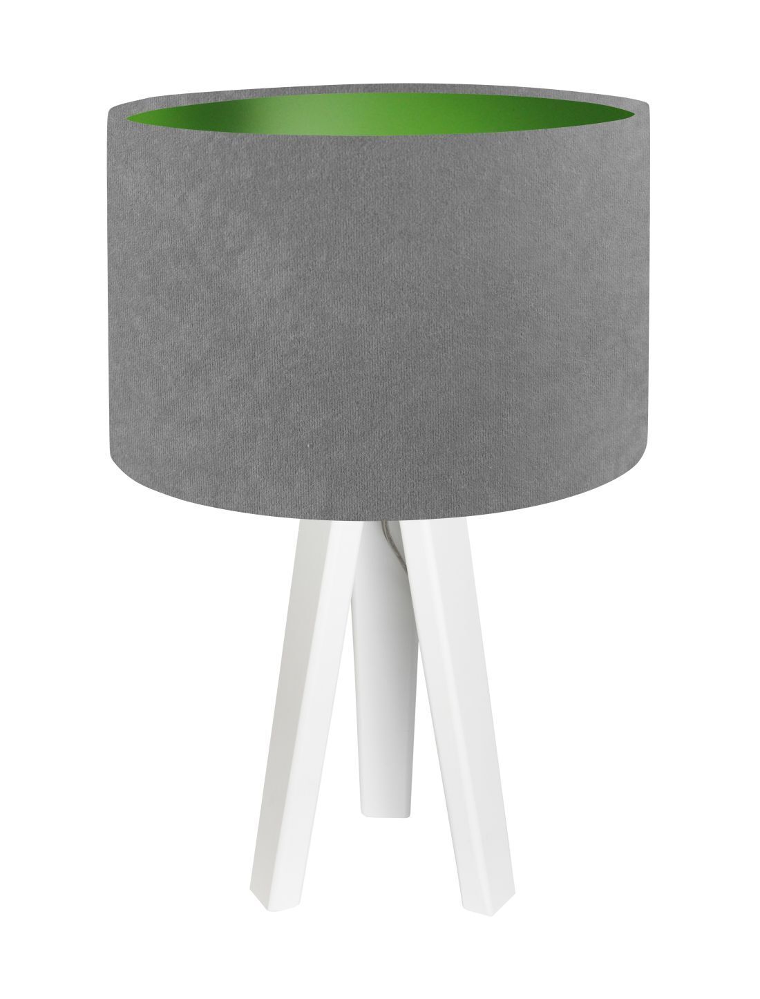 Lampe de table Gris Vert 46cm Bois Tripode Rétro JERRY