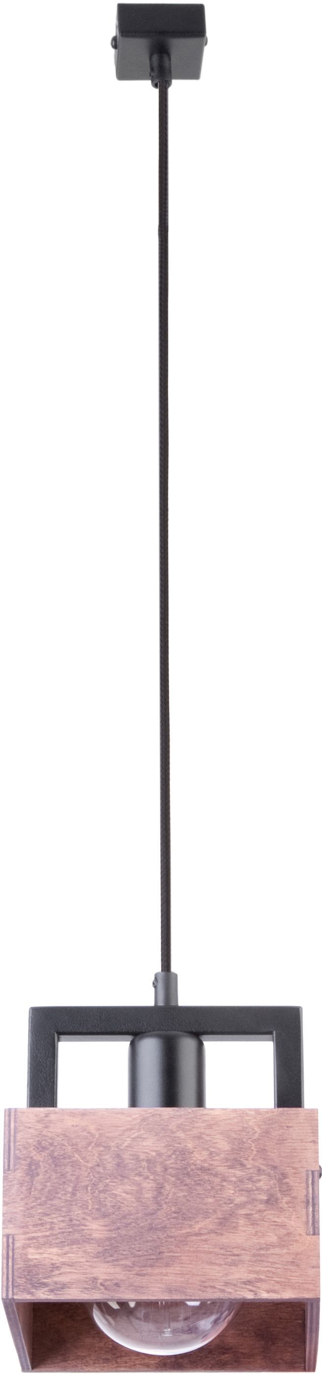 Lampe à suspendre bois métal noir anguleux L:16 cm petit