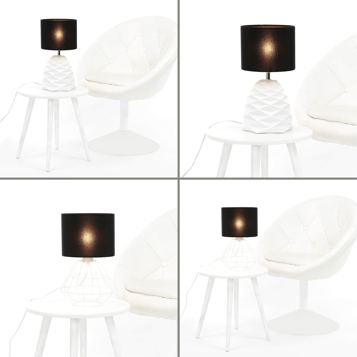 Abat-jour pour lampe de table E27 ronde Ø20cm noir Lampe, Tischlampe