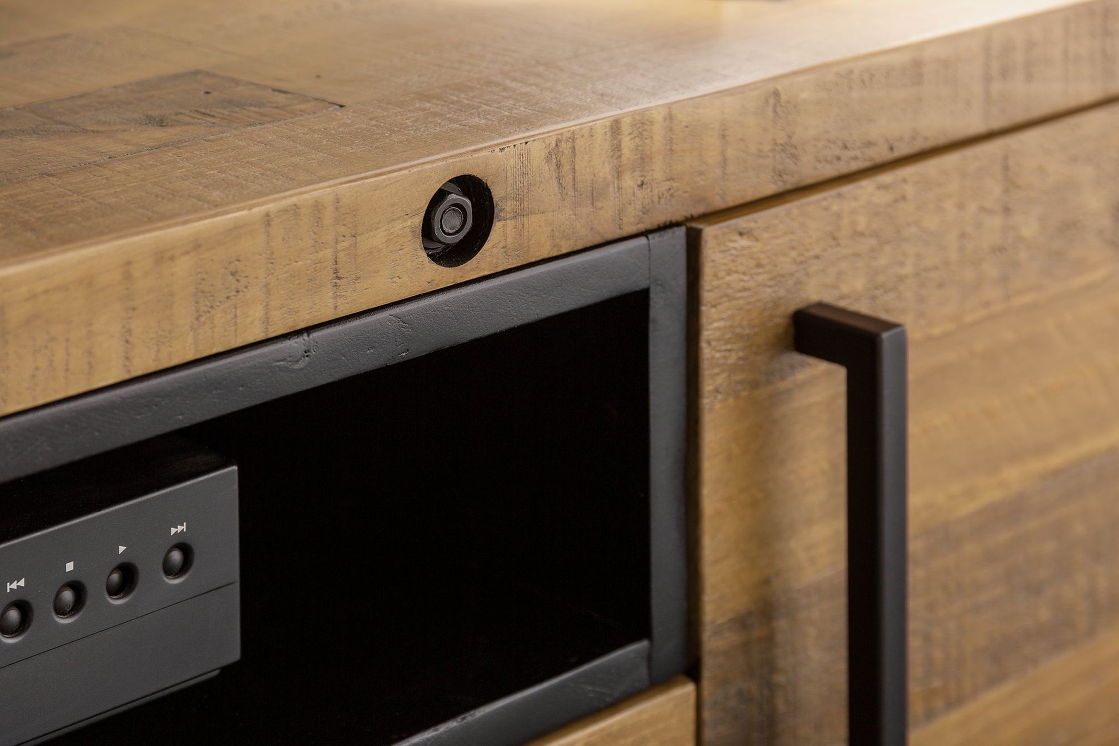 TV Lowboard 200 cm de large piètement à patins Design industriel Innenarchitektur, Schublade, Holz, Anrichte, Kabinett