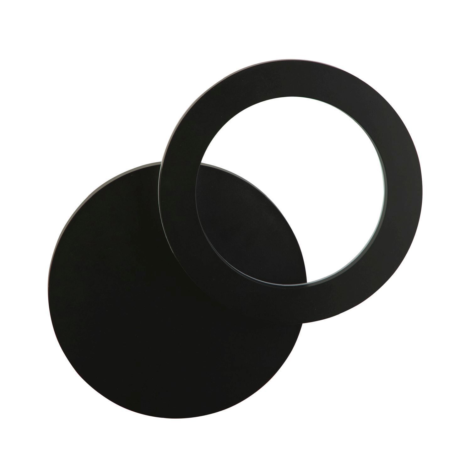 LED Wandleuchte Außen Aluminium IP44 H: 38,5 cm Schwarz Schwarz, Lackiertes Metall, Ring-Set, Kreisform, Dekoration